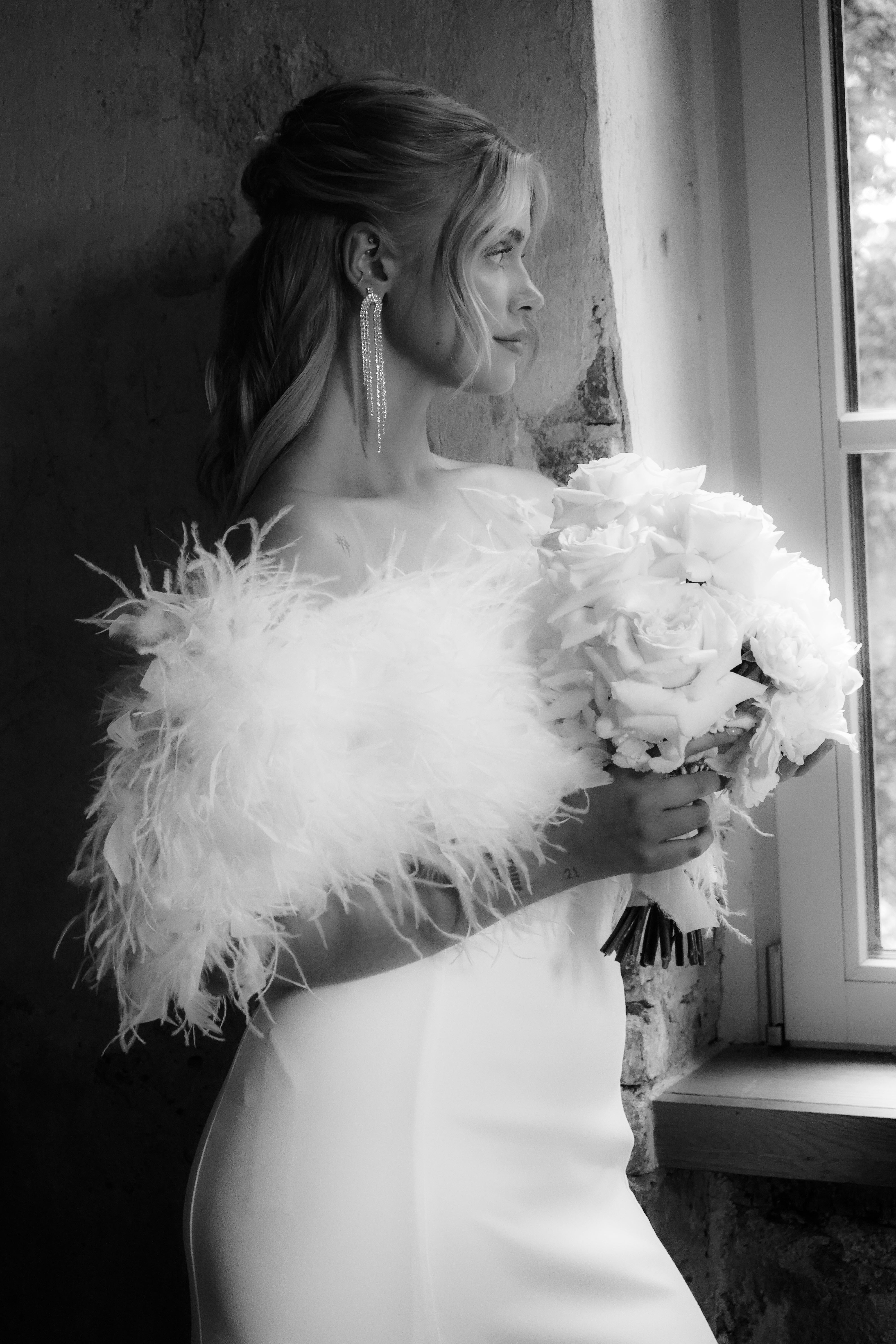 Ohrringe Braut, Silber, lange Hängeohrringe, Strass, glänzender Brautschmuck
