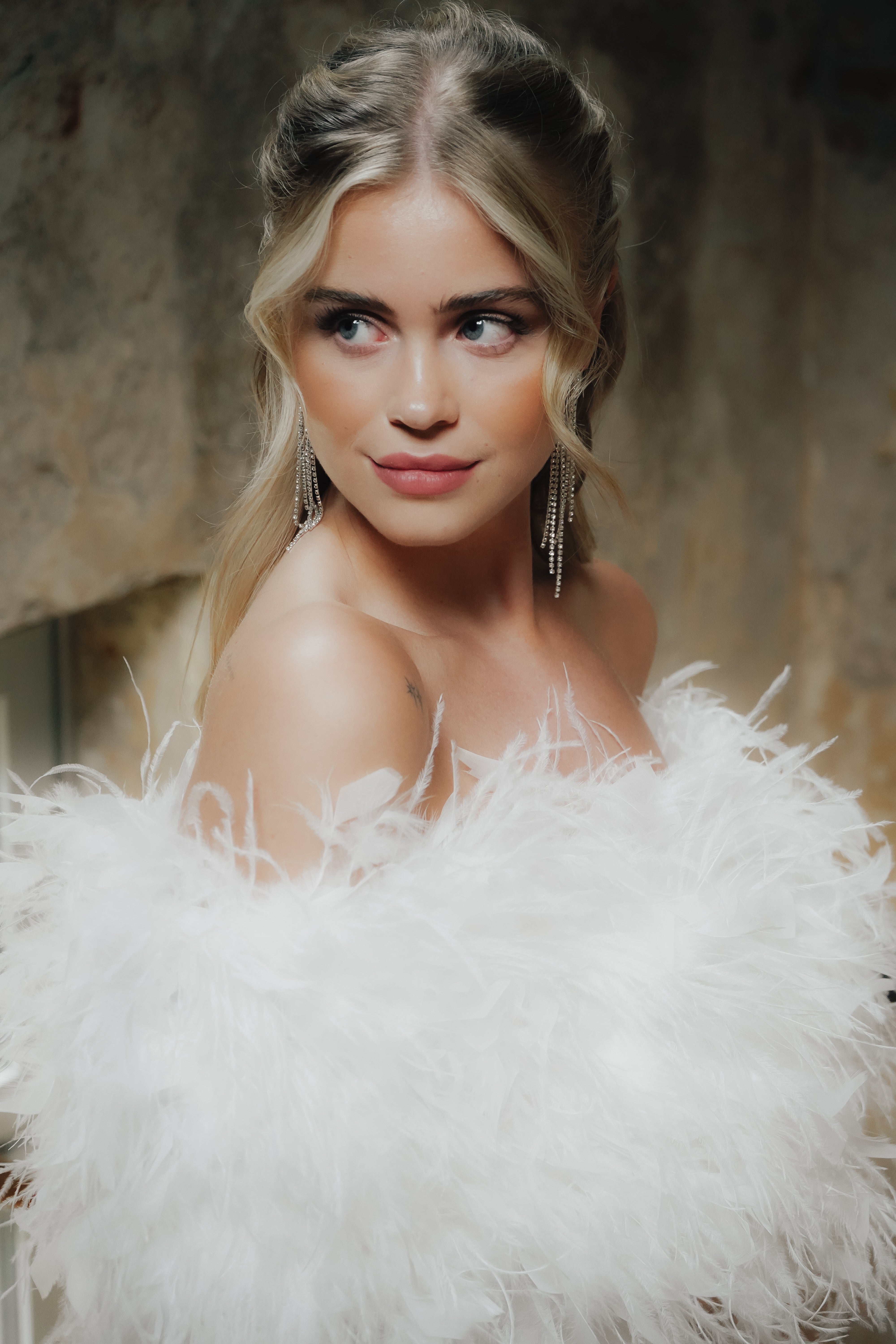 Ohrringe Braut, Silber, lange Hängeohrringe, Strass, glänzender Brautschmuck