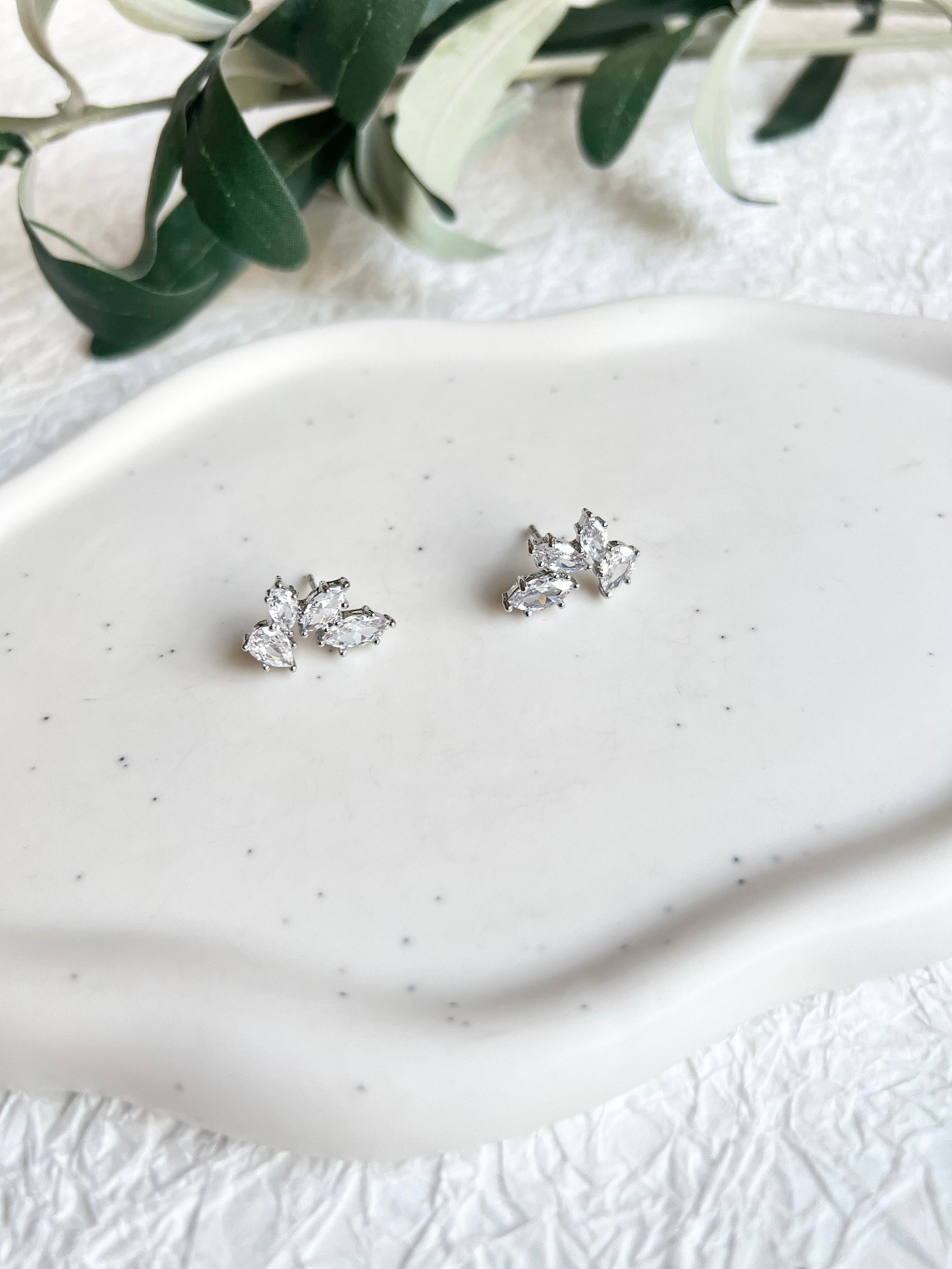 Elegante Brautohrringe, Gold, Silber oder Roségold, Ohrstecker, funkelnde Cubic Zirconia - Roségold-Ohrringe-Schmuckblüte