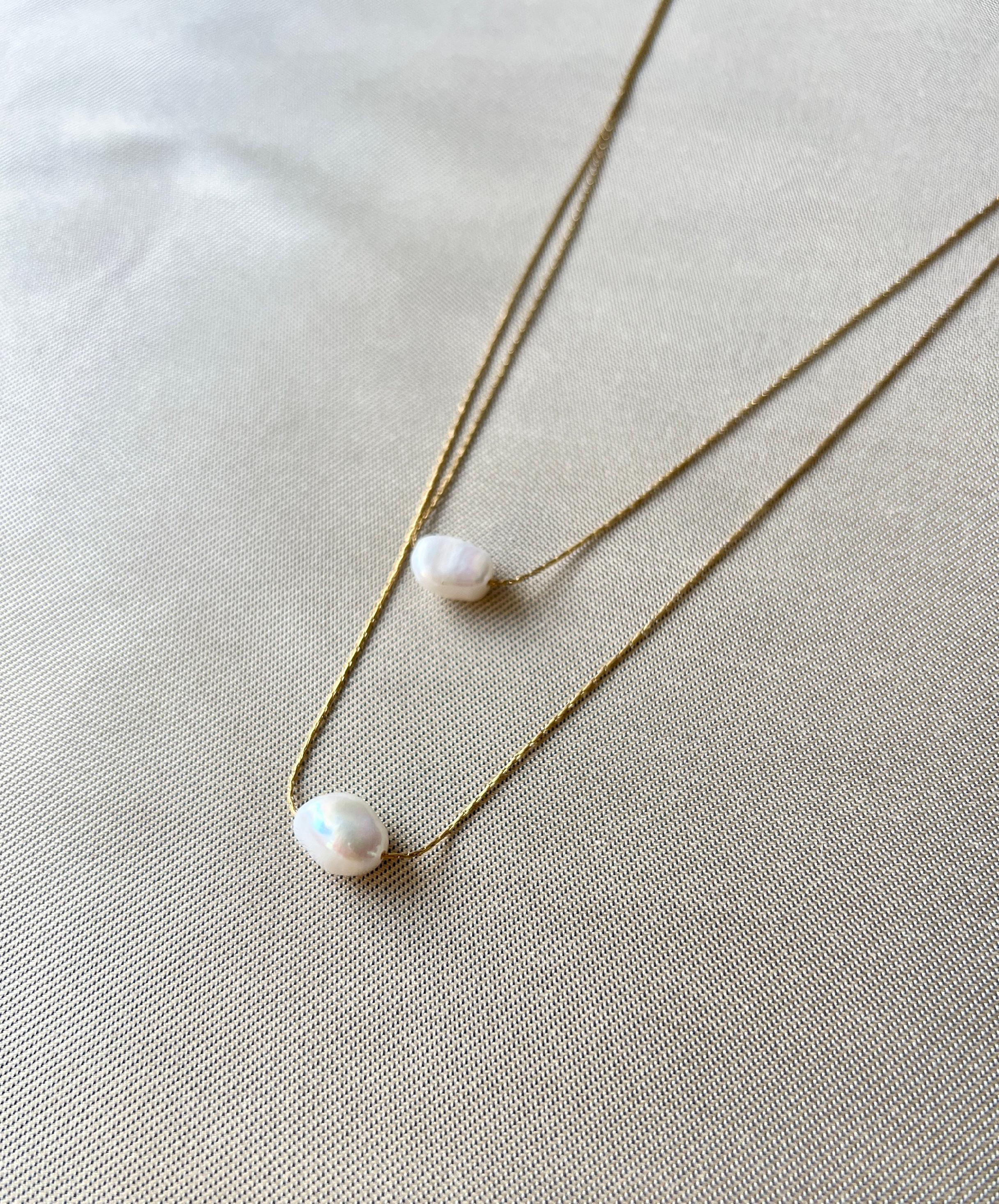 Feine Perlen Halskette, Brauthalskette, Braut Schmuck, dünnes Band, Mehrsträngige Kette, Layering Kette, Halskette für Frauen-Halskette-Schmuckblüte