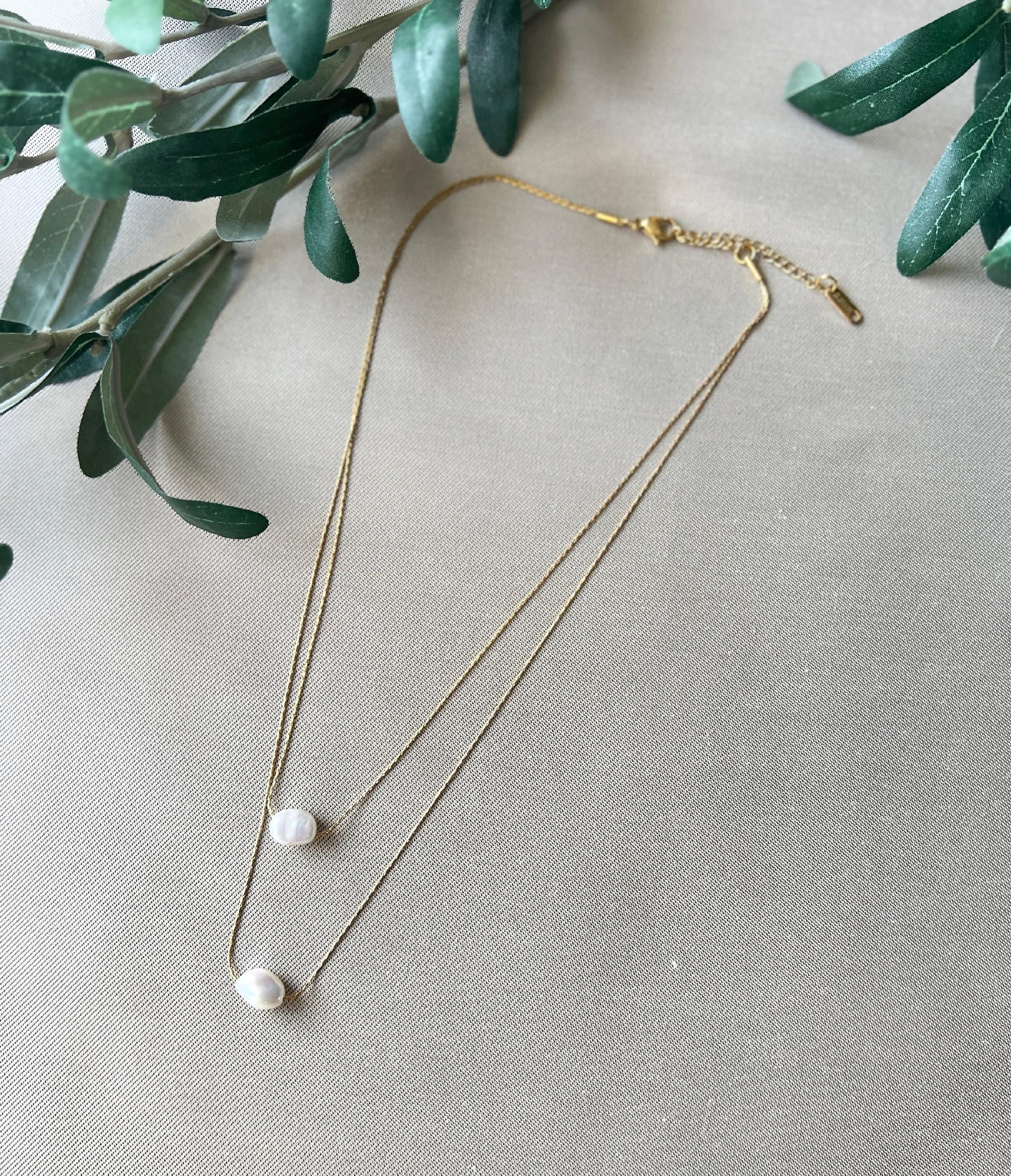 Feine Perlen Halskette, Brauthalskette, Braut Schmuck, dünnes Band, Mehrsträngige Kette, Layering Kette, Halskette für Frauen-Halskette-Schmuckblüte