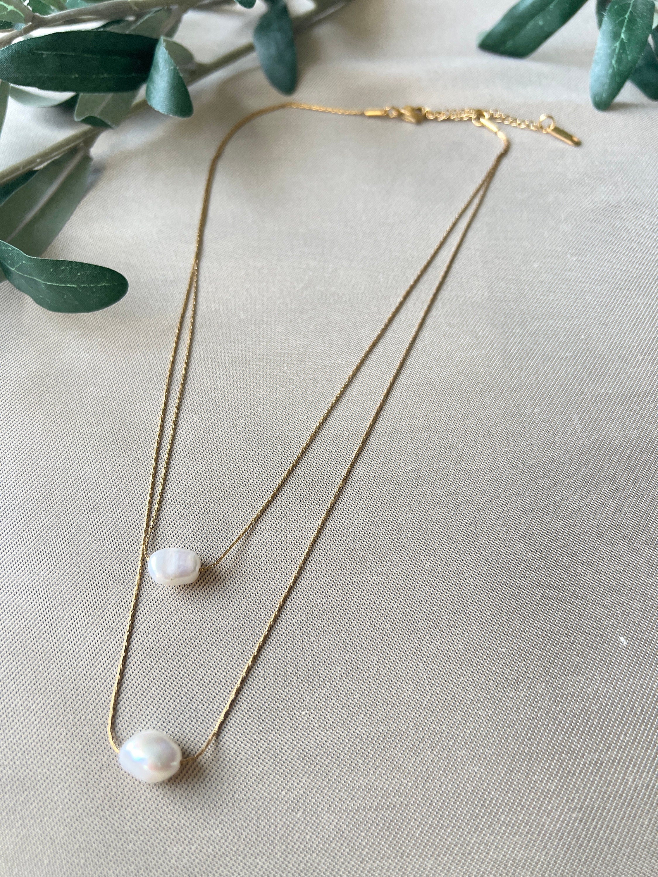 Feine Perlen Halskette, Brauthalskette, Braut Schmuck, dünnes Band, Mehrsträngige Kette, Layering Kette, Halskette für Frauen-Halskette-Schmuckblüte
