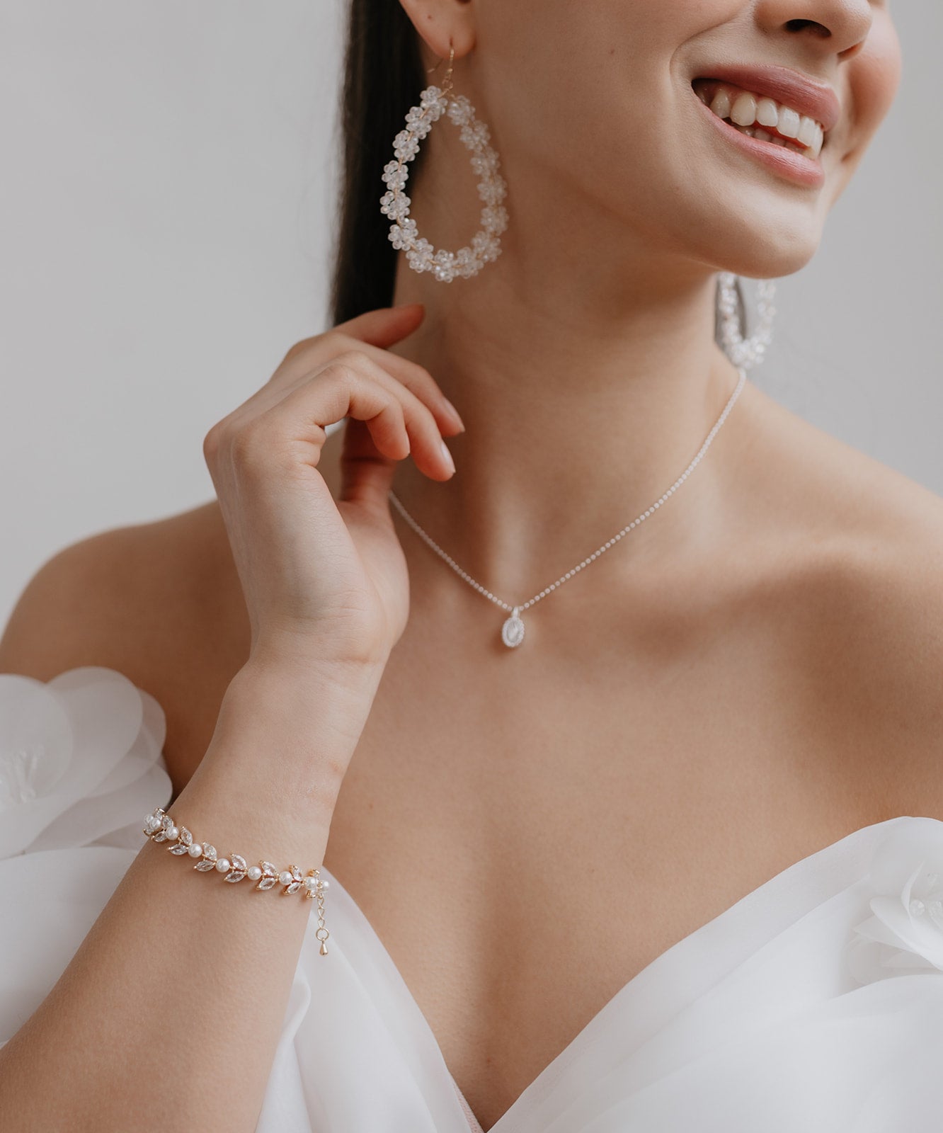 Halskette, Silber, Cubic Zirconia Anhänger, feine Kette, Brautschmuck