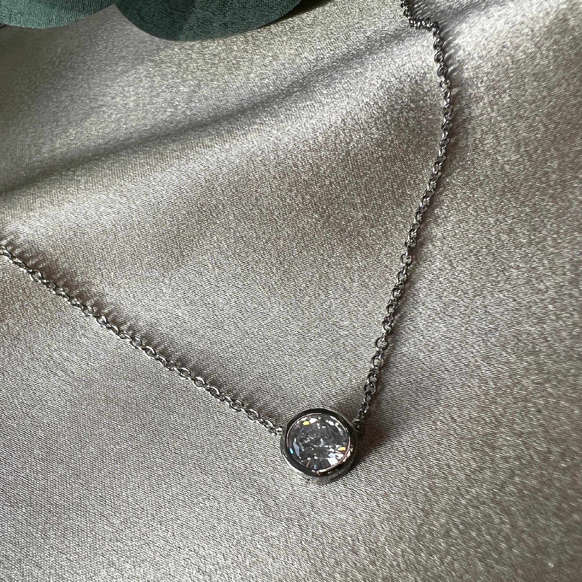 Funkelnde Halskette mit Zirkonia Anhänger, silber, Roségold, Halskette für Frauen, Brautschmuck, Hochzeit Accessoires - Silver-Halskette-Schmuckblüte