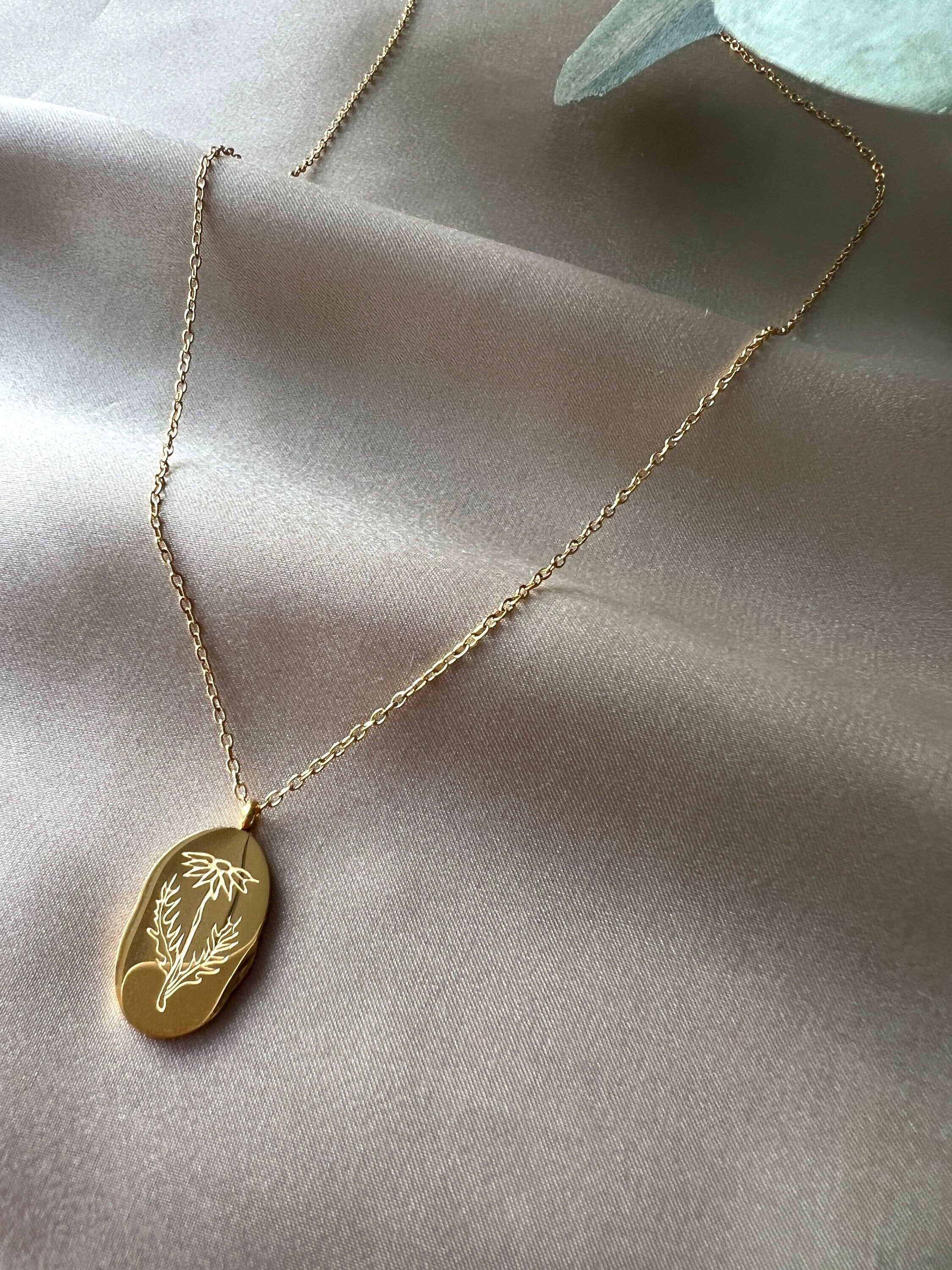 Geburtsblume Halskette, April, Geburtsmonat, Gänseblümchen Blume, 18k Gold, wasserfest, Halskette für Frauen-Halskette-Schmuckblüte