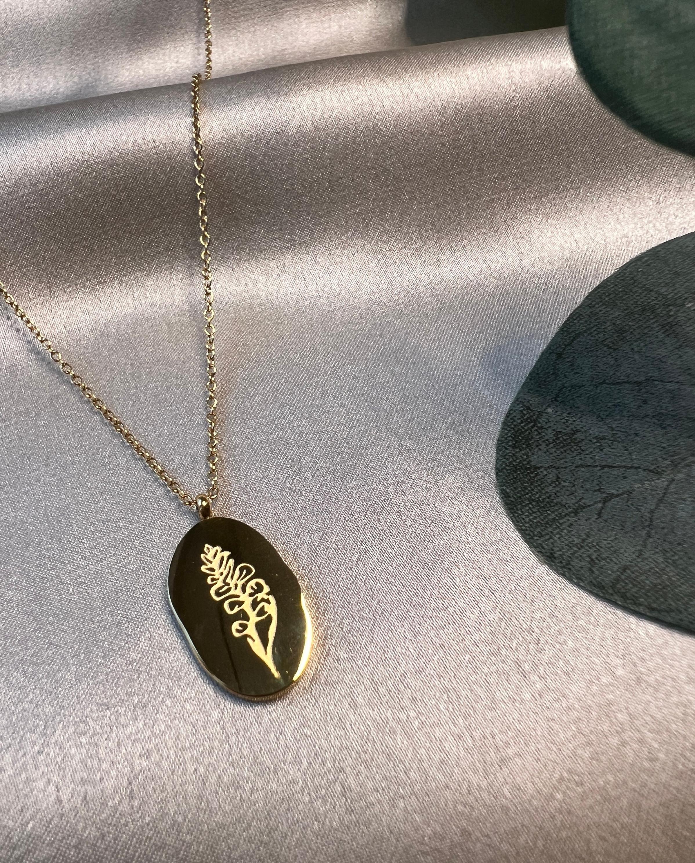 Geburtsblume Halskette, August, Geburtsmonat, Gladiola Blume, 18k Gold, wasserfest, Halskette für Frauen, Geschenk Trauzeugin-Halskette-Schmuckblüte