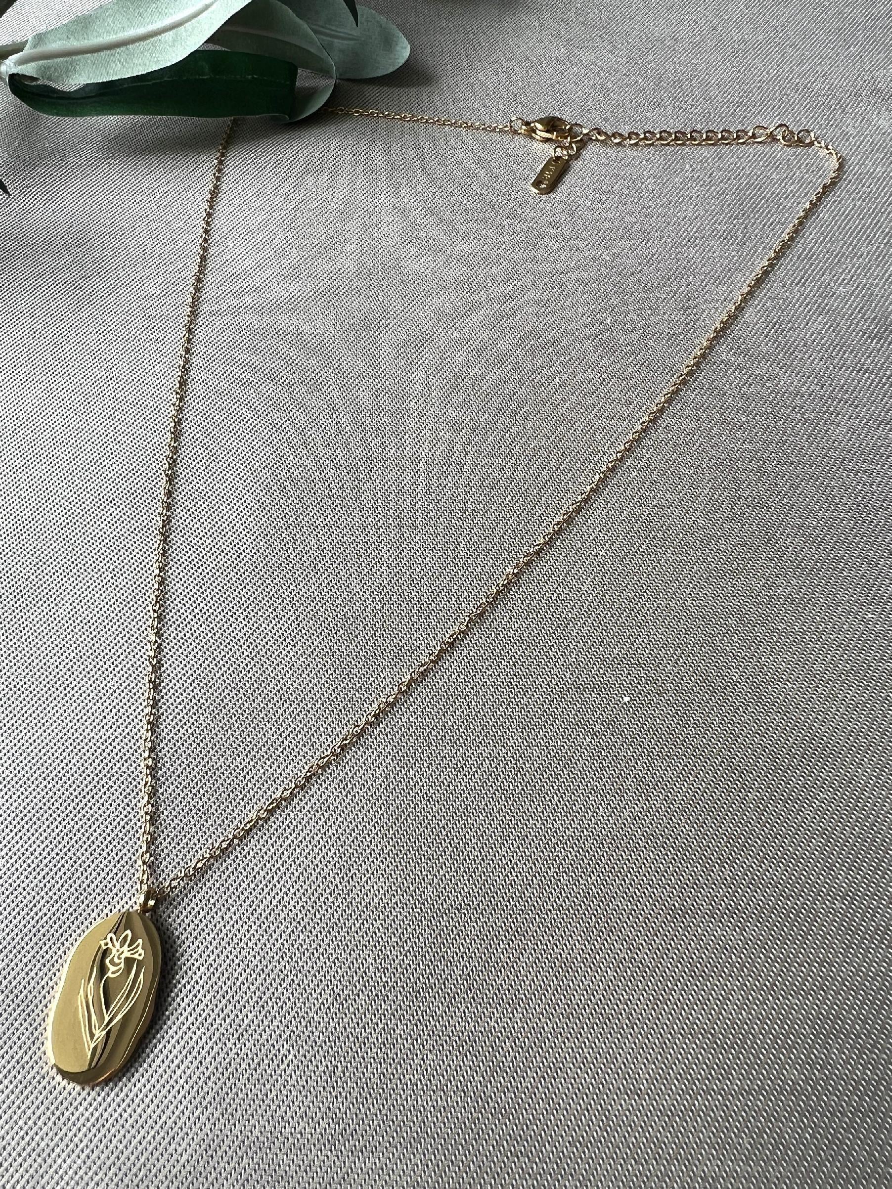 Geburtsblume Halskette, Februar, Geburtsmonat, Iris Blume, 18k Gold, wasserfest, Halskette für Frauen, Geschenk-Halskette-Schmuckblüte