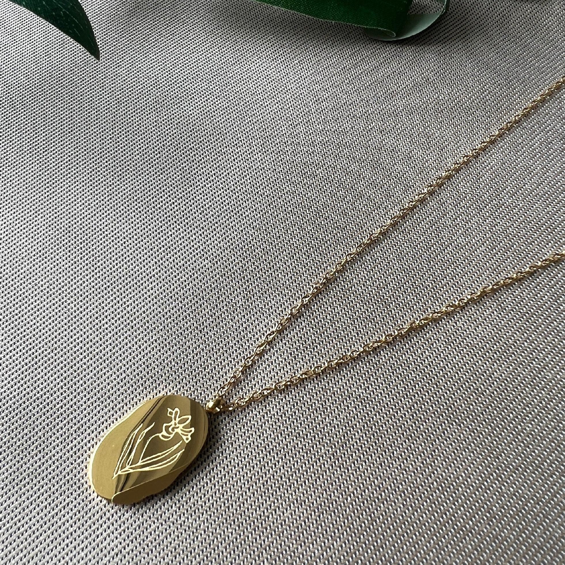 Geburtsblume Halskette, Februar, Geburtsmonat, Iris Blume, 18k Gold, wasserfest, Halskette für Frauen, Geschenk-Halskette-Schmuckblüte
