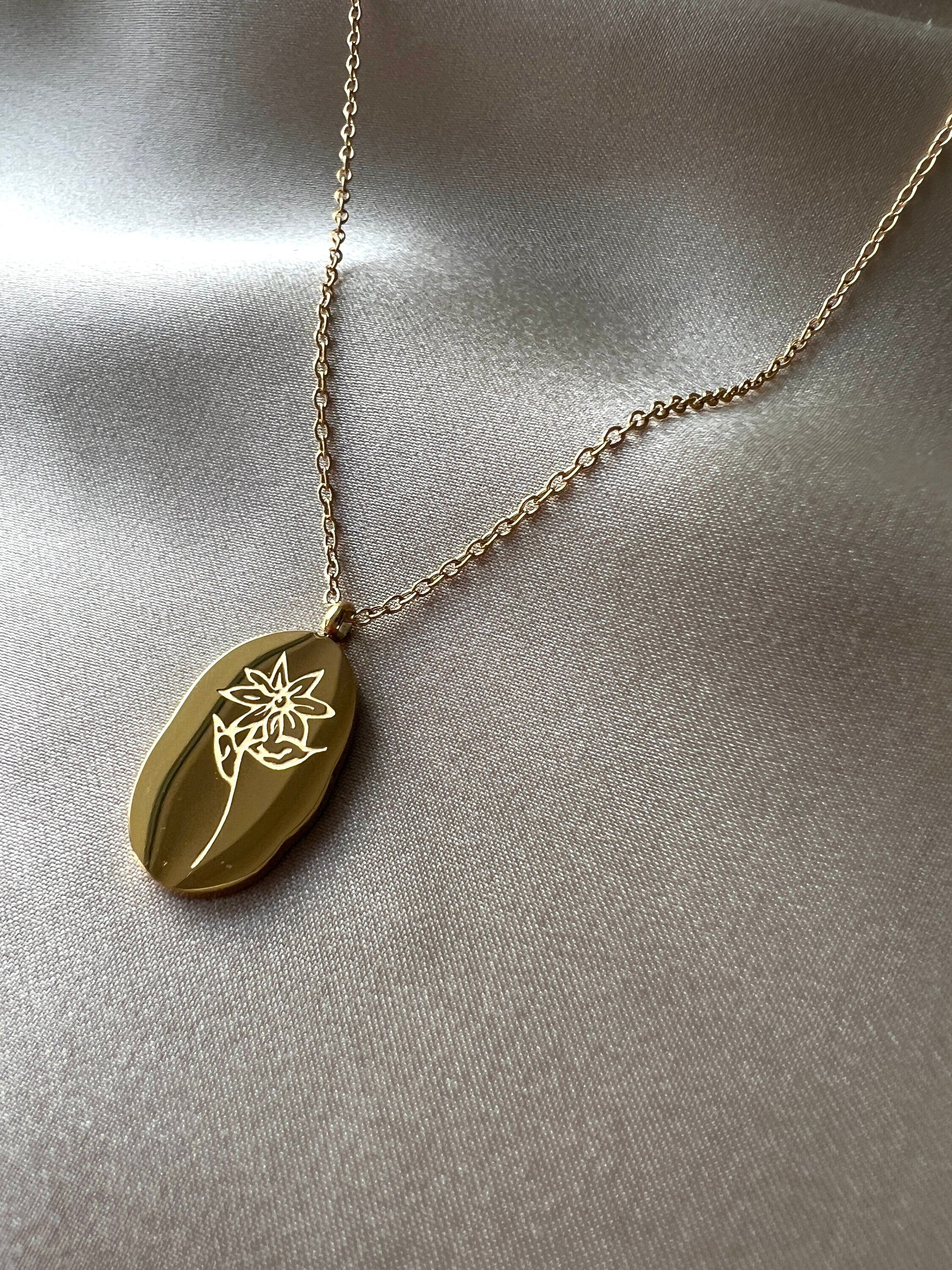 Geburtsblume Halskette, Mai, Geburtsmonat, Lilien Blume, 18k Gold, wasserfest, Halskette für Frauen, Geschenk Trauzeugin-Halskette-Schmuckblüte