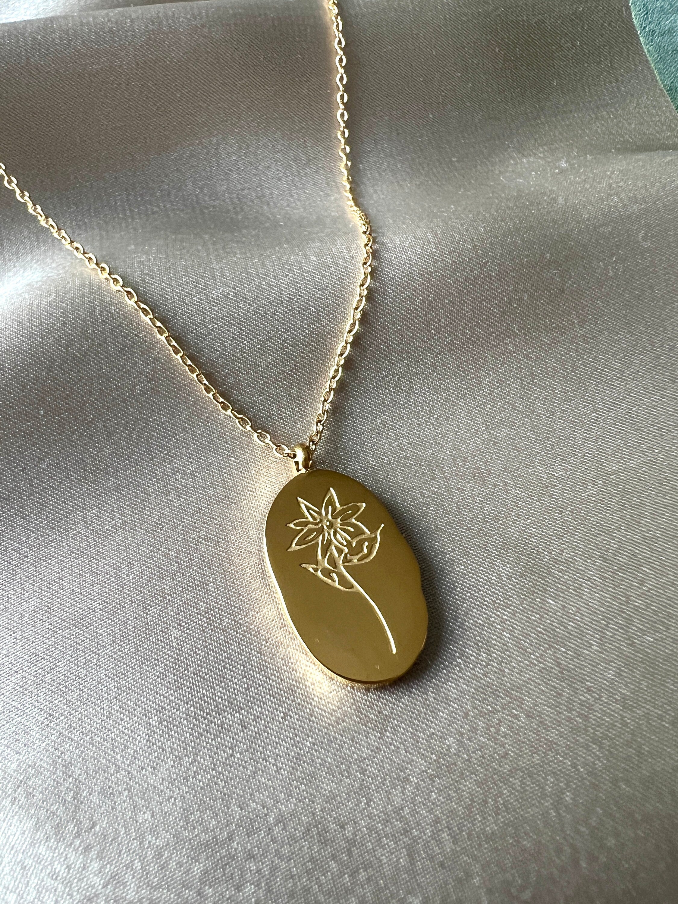 Geburtsblume Halskette, Mai, Geburtsmonat, Lilien Blume, 18k Gold, wasserfest, Halskette für Frauen, Geschenk Trauzeugin-Halskette-Schmuckblüte