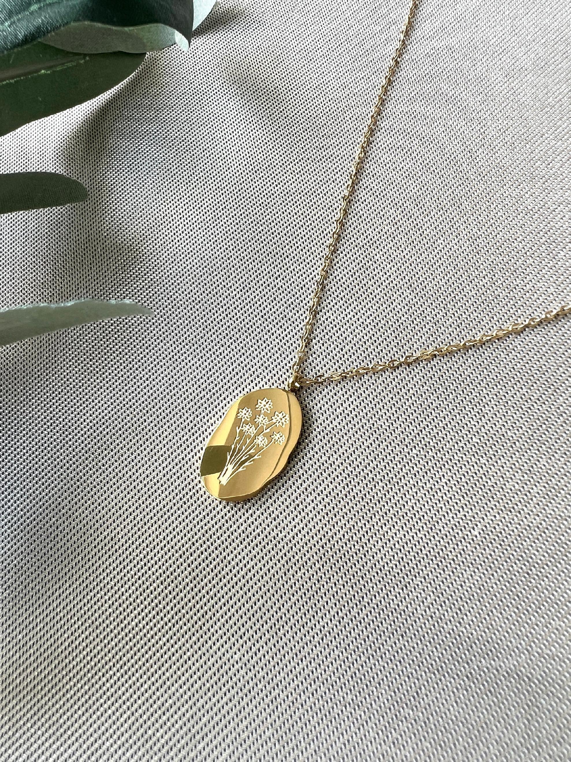 Geburtsblume Halskette, September, Geburtsmonat, Aster Blume, 18k Gold, wasserfest, Halskette für Frauen, Geschenk Trauzeugin-Halskette-Schmuckblüte