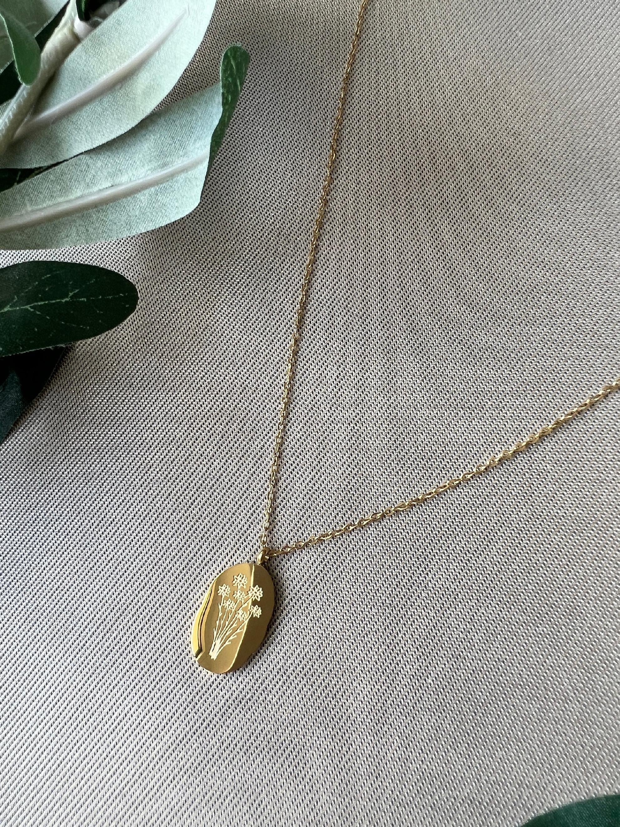 Geburtsblume Halskette, September, Geburtsmonat, Aster Blume, 18k Gold, wasserfest, Halskette für Frauen, Geschenk Trauzeugin-Halskette-Schmuckblüte