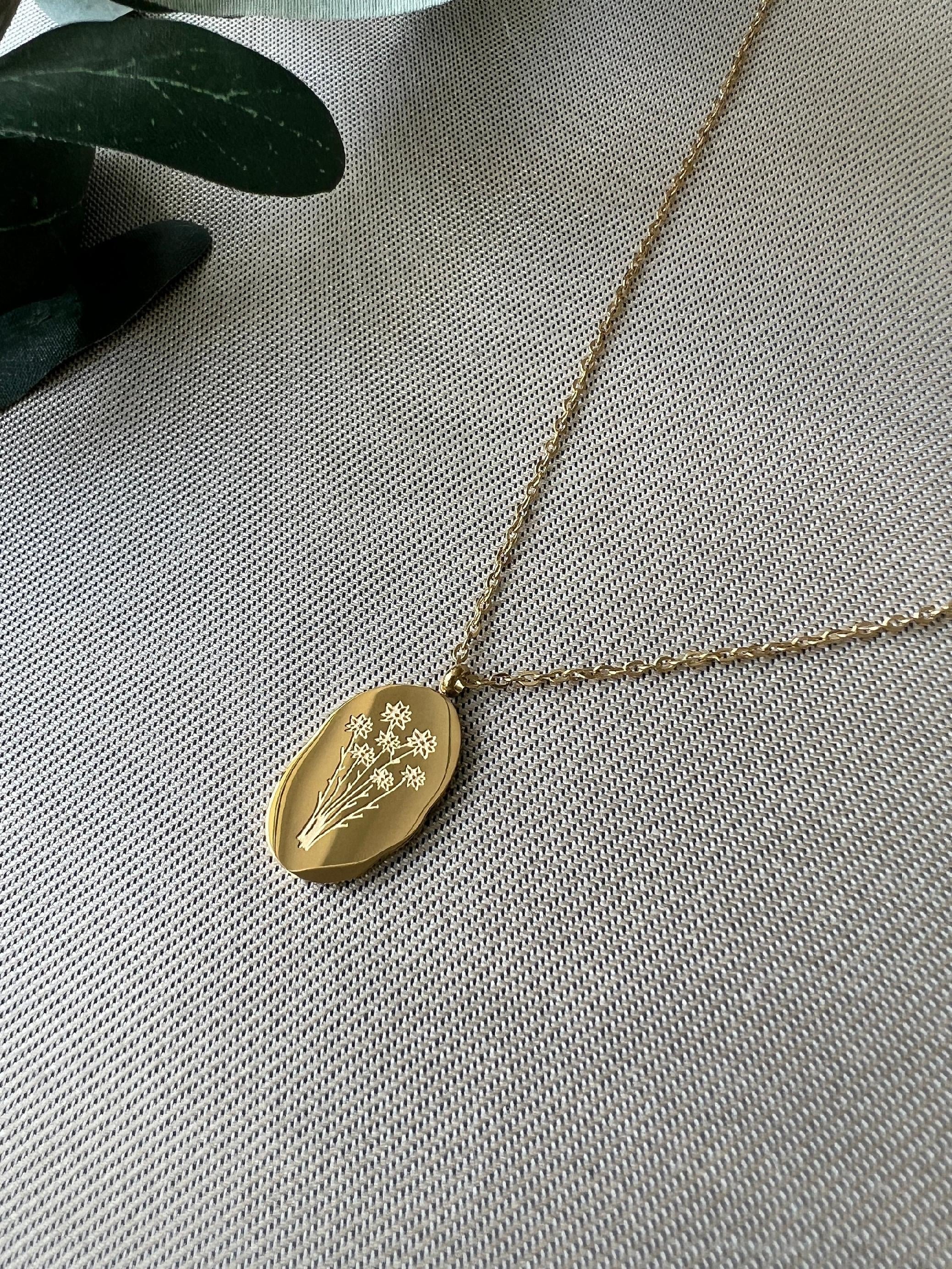 Geburtsblume Halskette, September, Geburtsmonat, Aster Blume, 18k Gold, wasserfest, Halskette für Frauen, Geschenk Trauzeugin-Halskette-Schmuckblüte