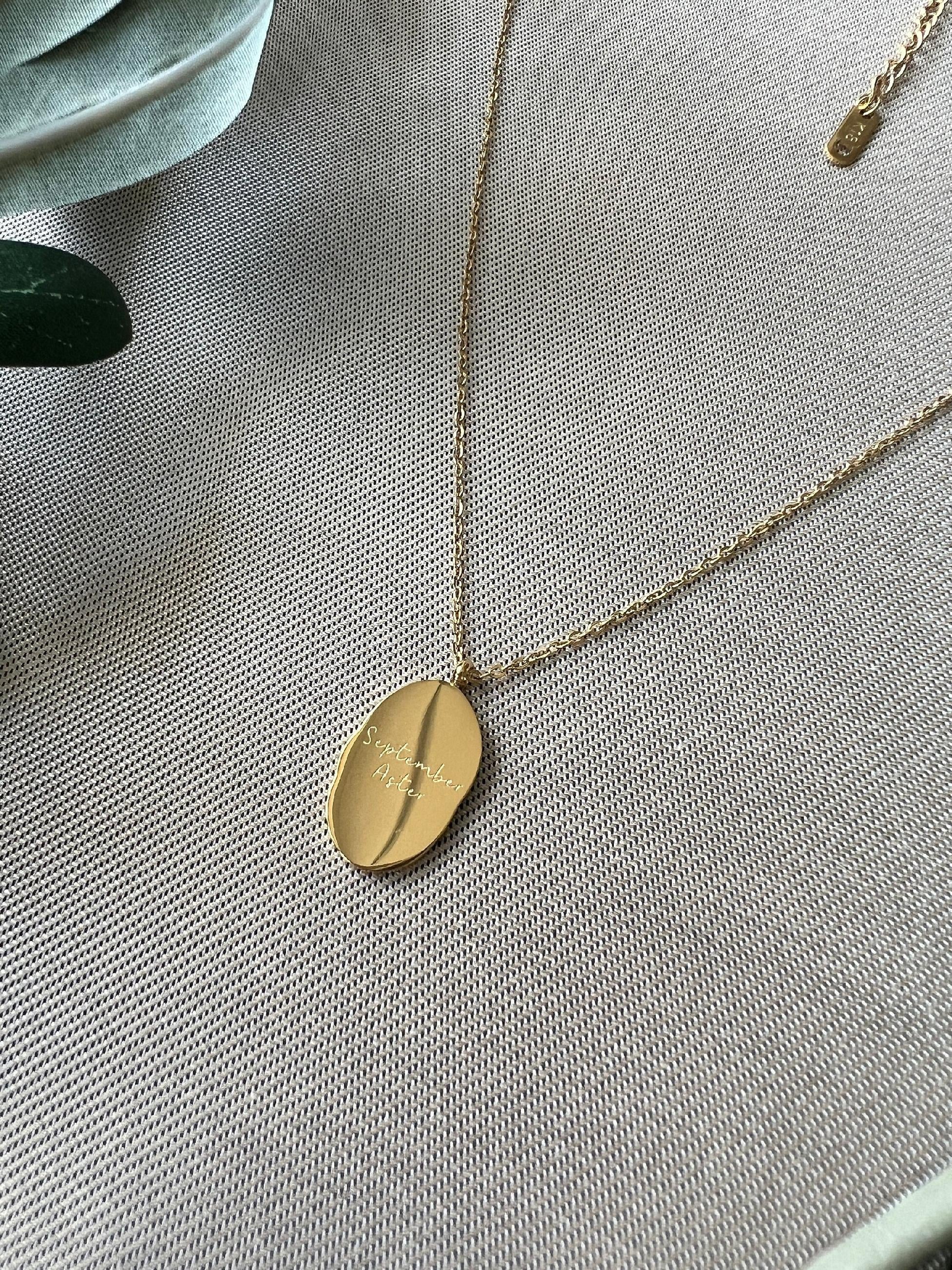 Geburtsblume Halskette, September, Geburtsmonat, Aster Blume, 18k Gold, wasserfest, Halskette für Frauen, Geschenk Trauzeugin-Halskette-Schmuckblüte