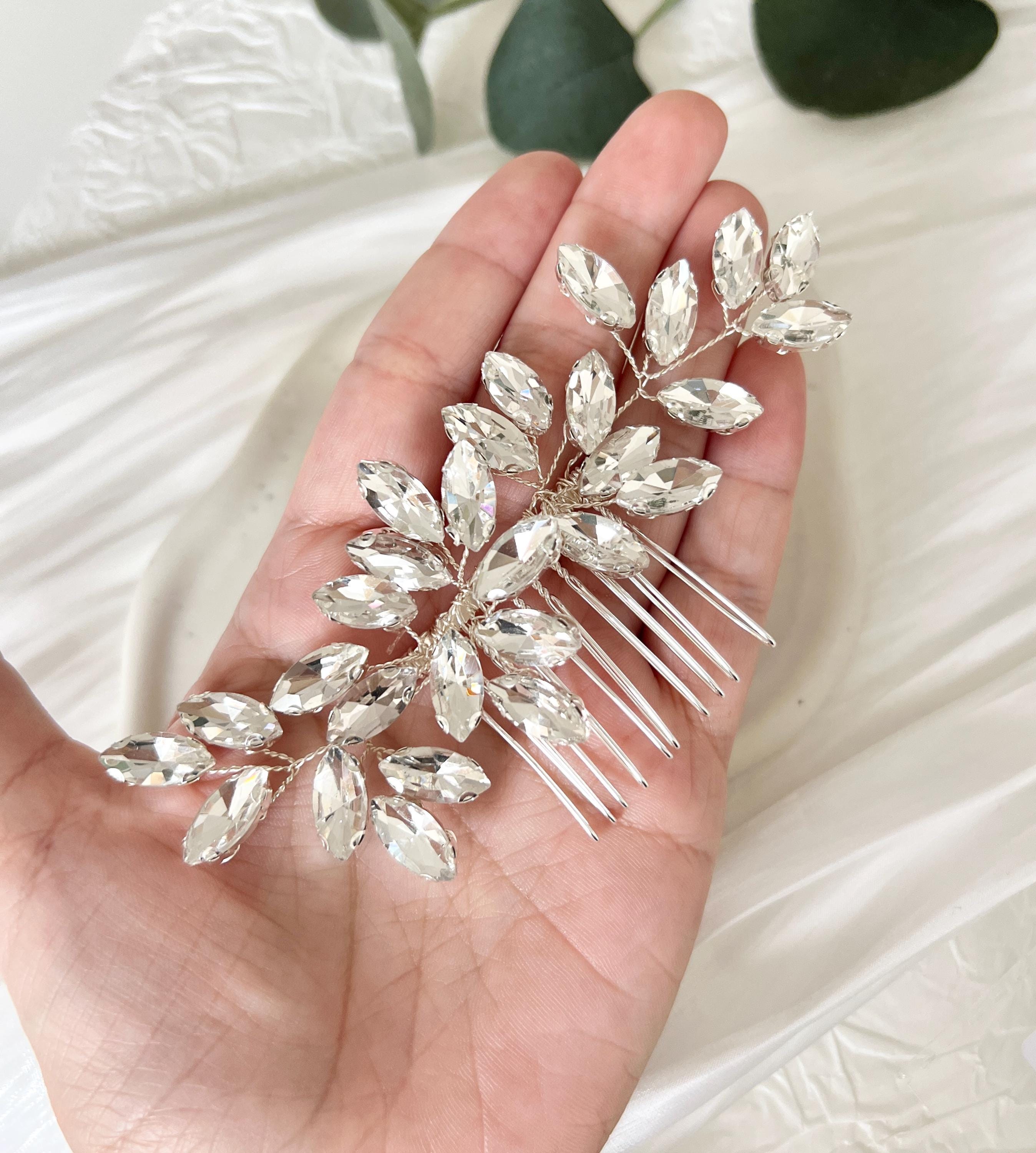Haarkamm, silberner Strass, glänzender Haarschmuck, Braut, Schmuck Hochzeit, Silber, Brautschmuck, Brauthaarschmuck, modern