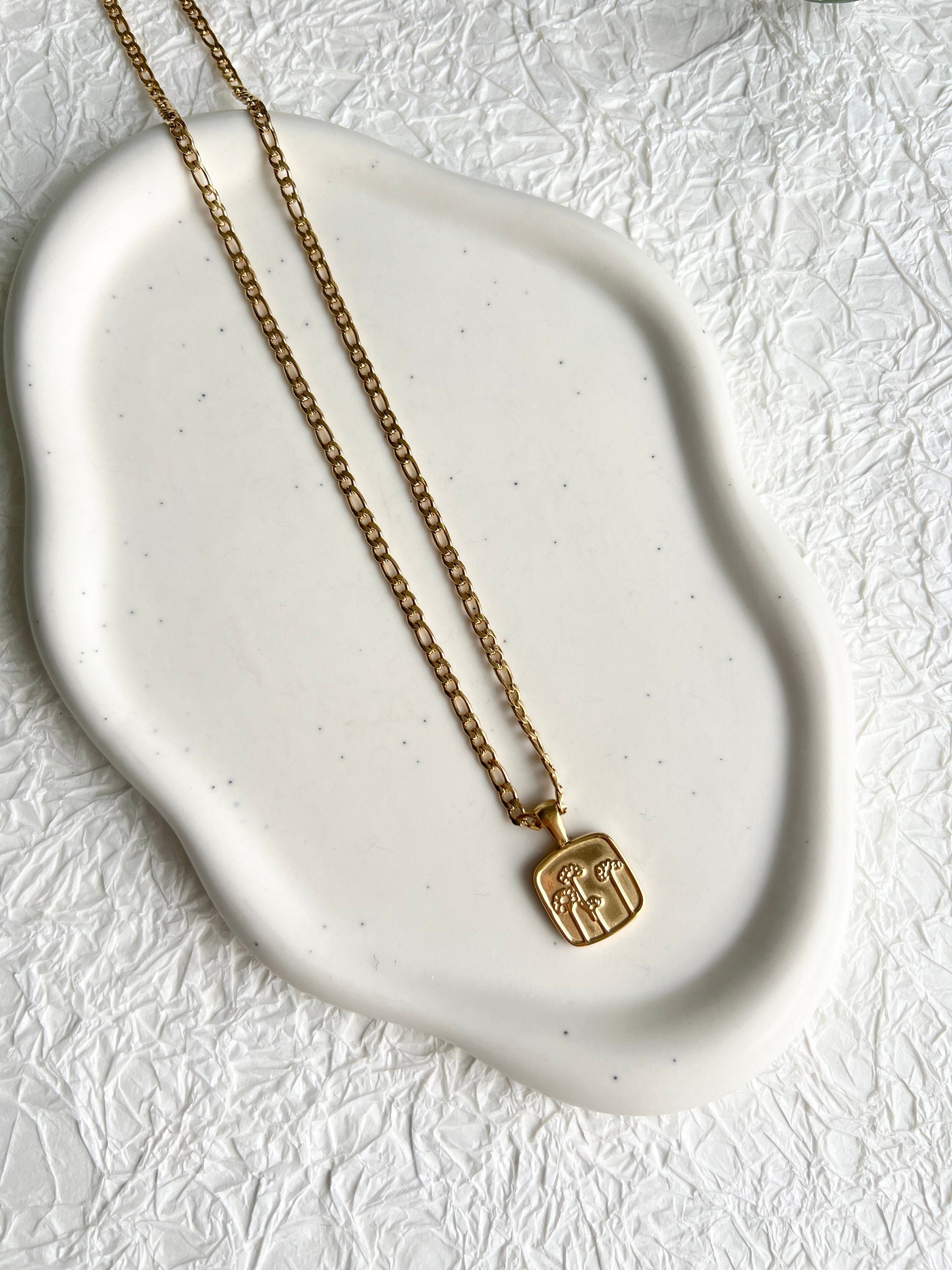 Halskette, Gold mit Blumen Anhänger, goldene Halskette, Figaro Panzerkette, feiner Schmuck,-Halskette-Schmuckblüte