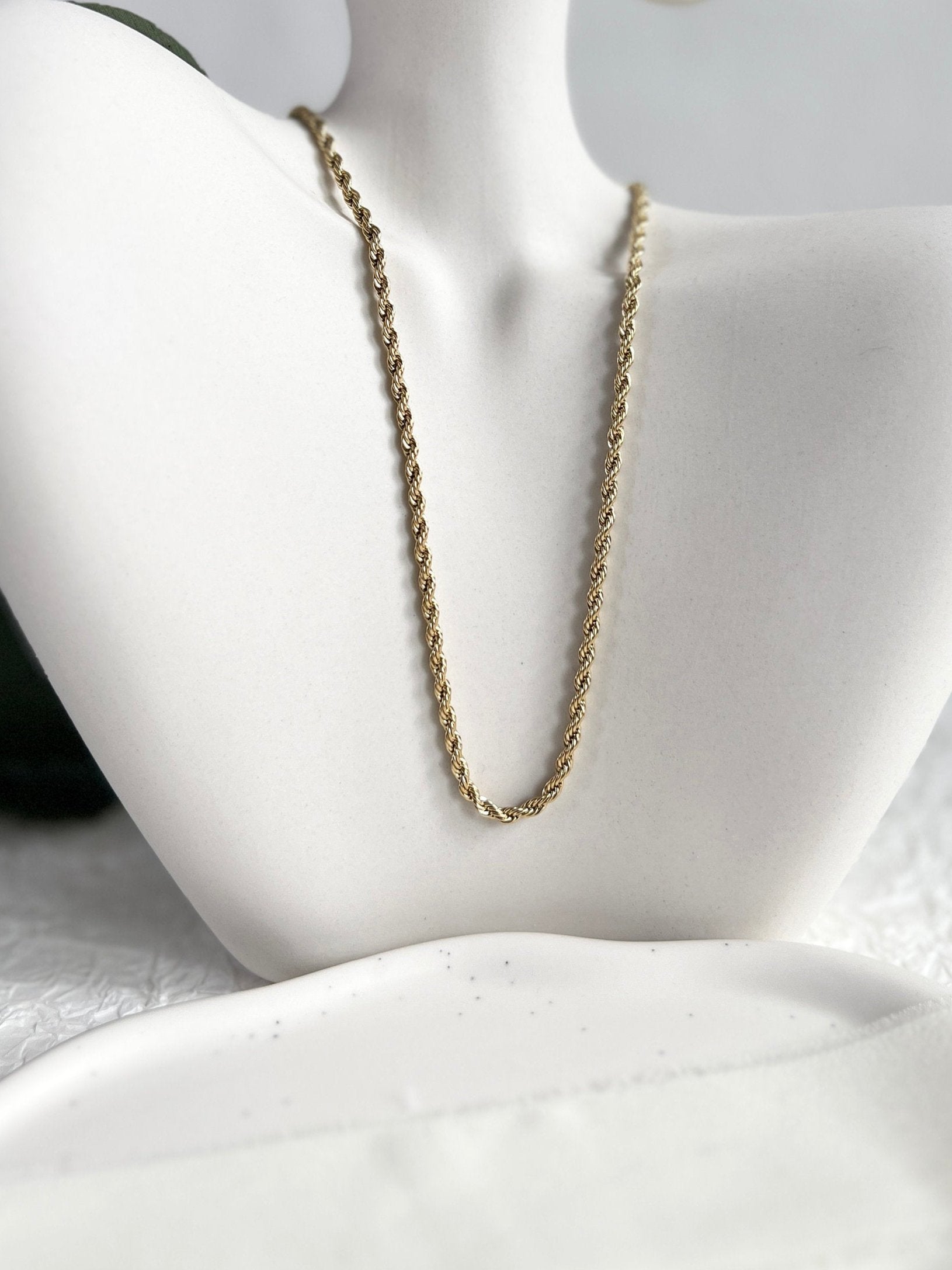 Halskette gedreht, Gold, Kordelkette Twist, Silber, glänzende Kette, - L 41/48 cm, B 4 mm-Halskette-Schmuckblüte