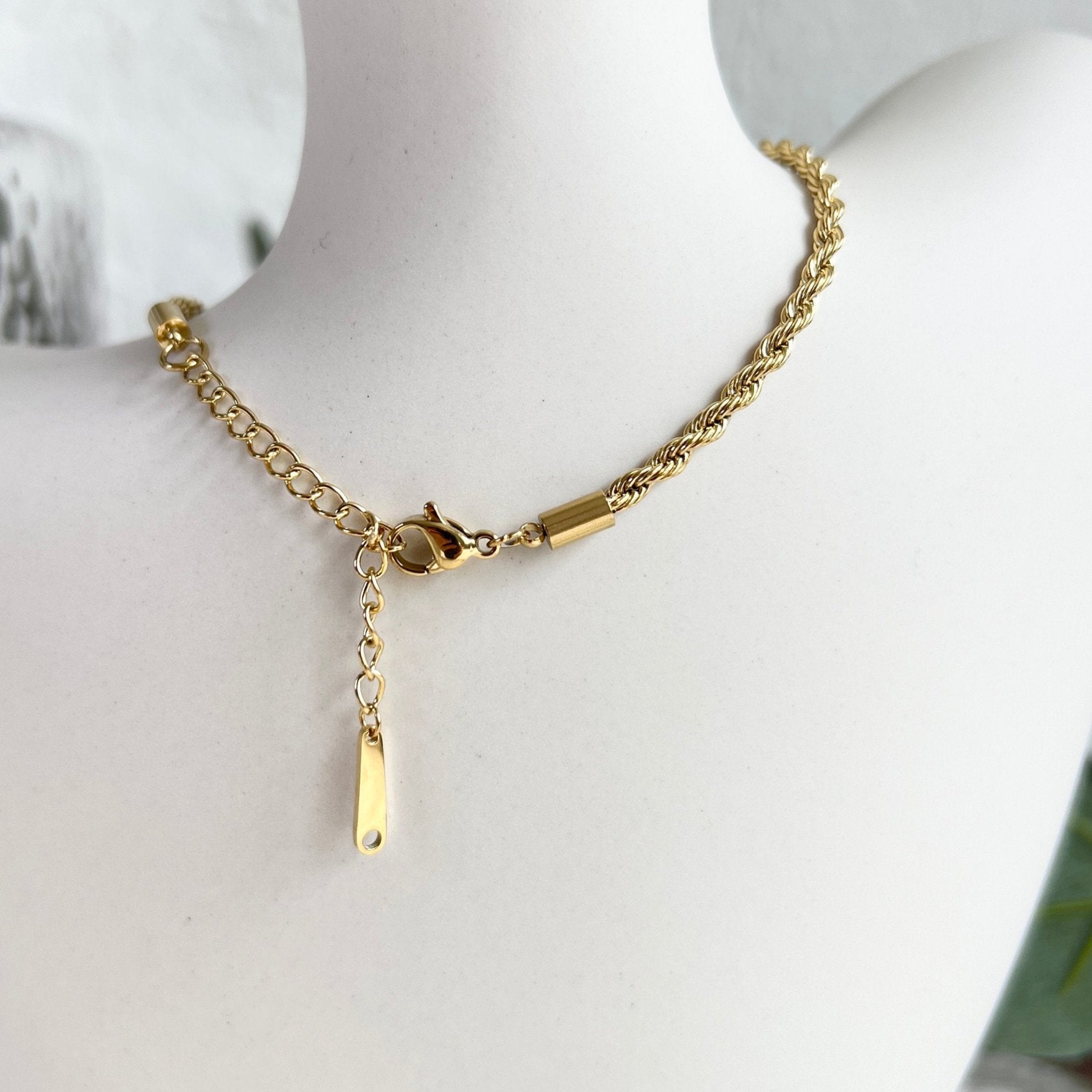Halskette gedreht, Gold, Kordelkette Twist, Silber, glänzende Kette, - L 41/48 cm, B 4 mm-Halskette-Schmuckblüte