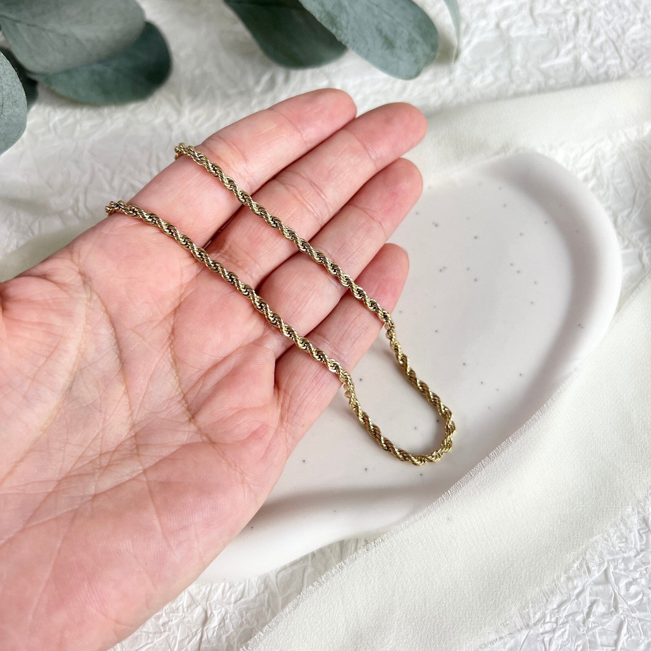 Halskette gedreht, Gold, Kordelkette Twist, Silber, glänzende Kette, - L 41/48 cm, B 4 mm-Halskette-Schmuckblüte