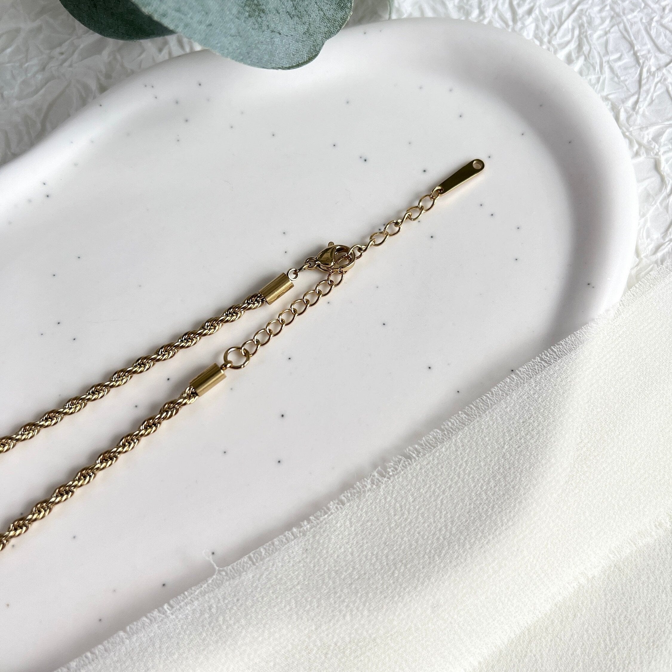 Halskette gedreht, Gold, Kordelkette Twist, Silber, glänzende Kette, - L 41/48 cm, B 4 mm-Halskette-Schmuckblüte