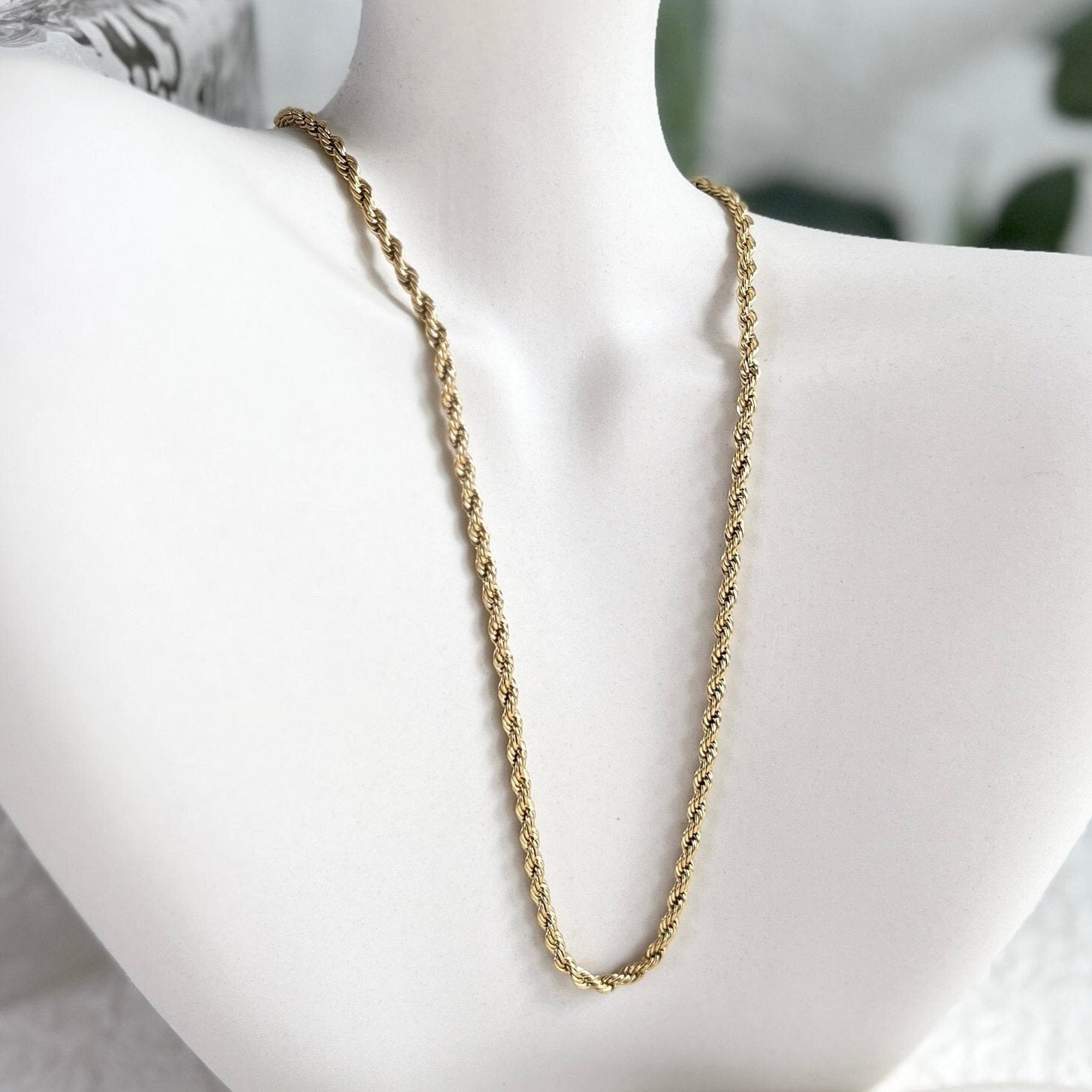 Halskette gedreht, Gold, Kordelkette Twist, Silber, glänzende Kette, - L 41/48 cm, B 4 mm-Halskette-Schmuckblüte