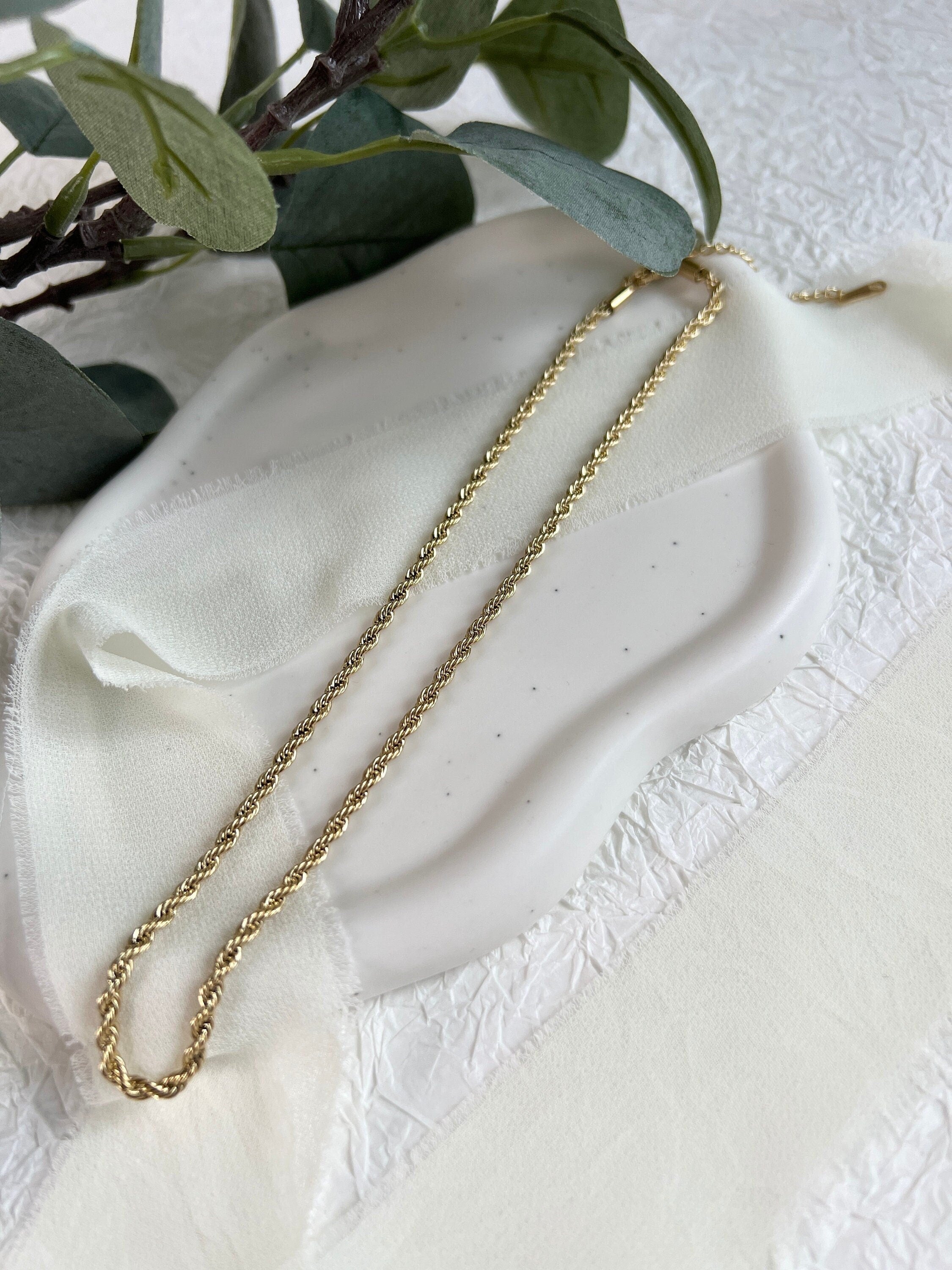 Halskette gedreht, Gold, Kordelkette Twist, glänzende Kette, verstellbar, - L 37/44 cm, B 3 mm-Halskette-Schmuckblüte