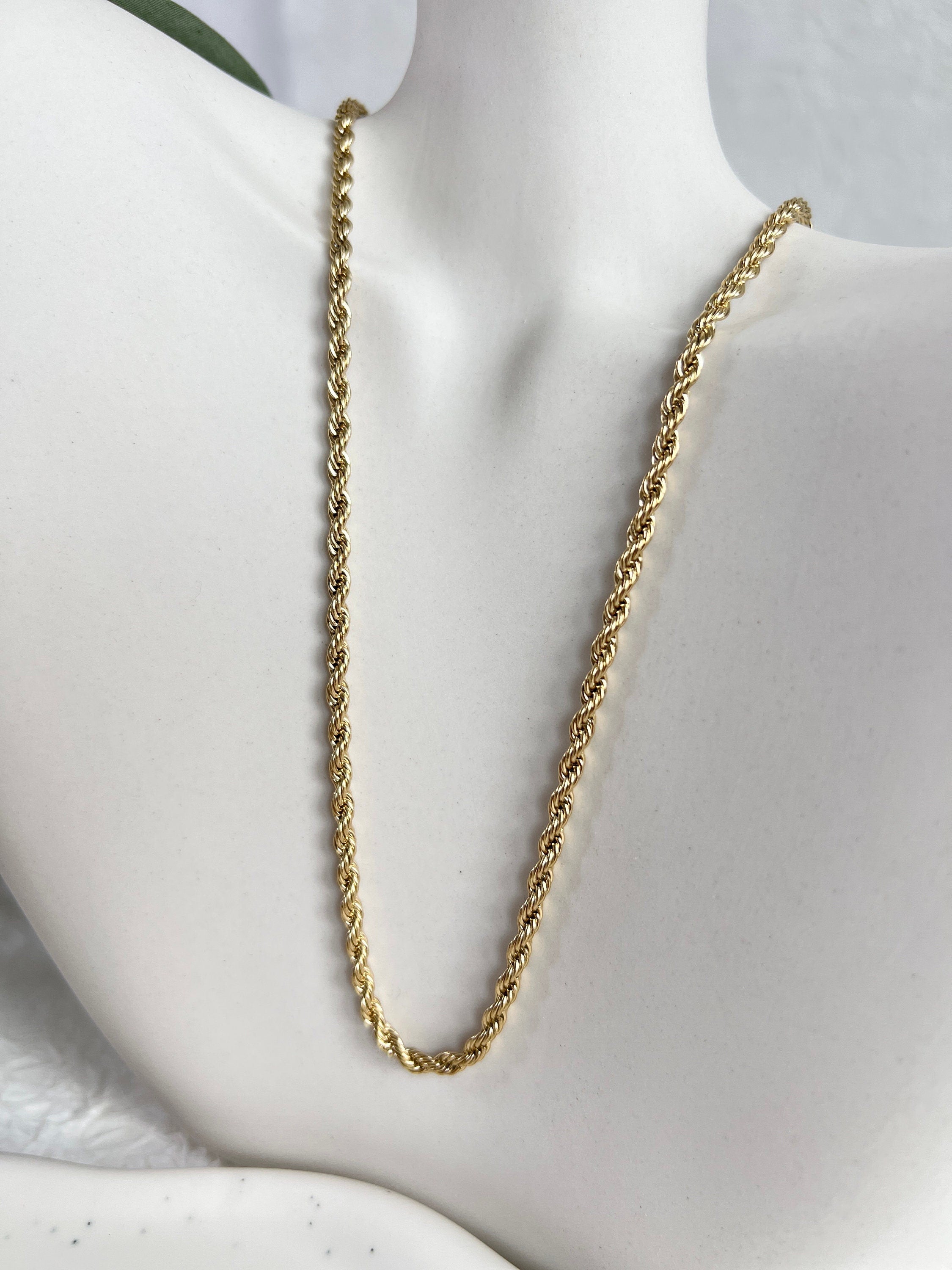 Halskette gedreht, Gold, Kordelkette Twist, glänzende Kette, verstellbar, - L 37/44 cm, B 3 mm-Halskette-Schmuckblüte