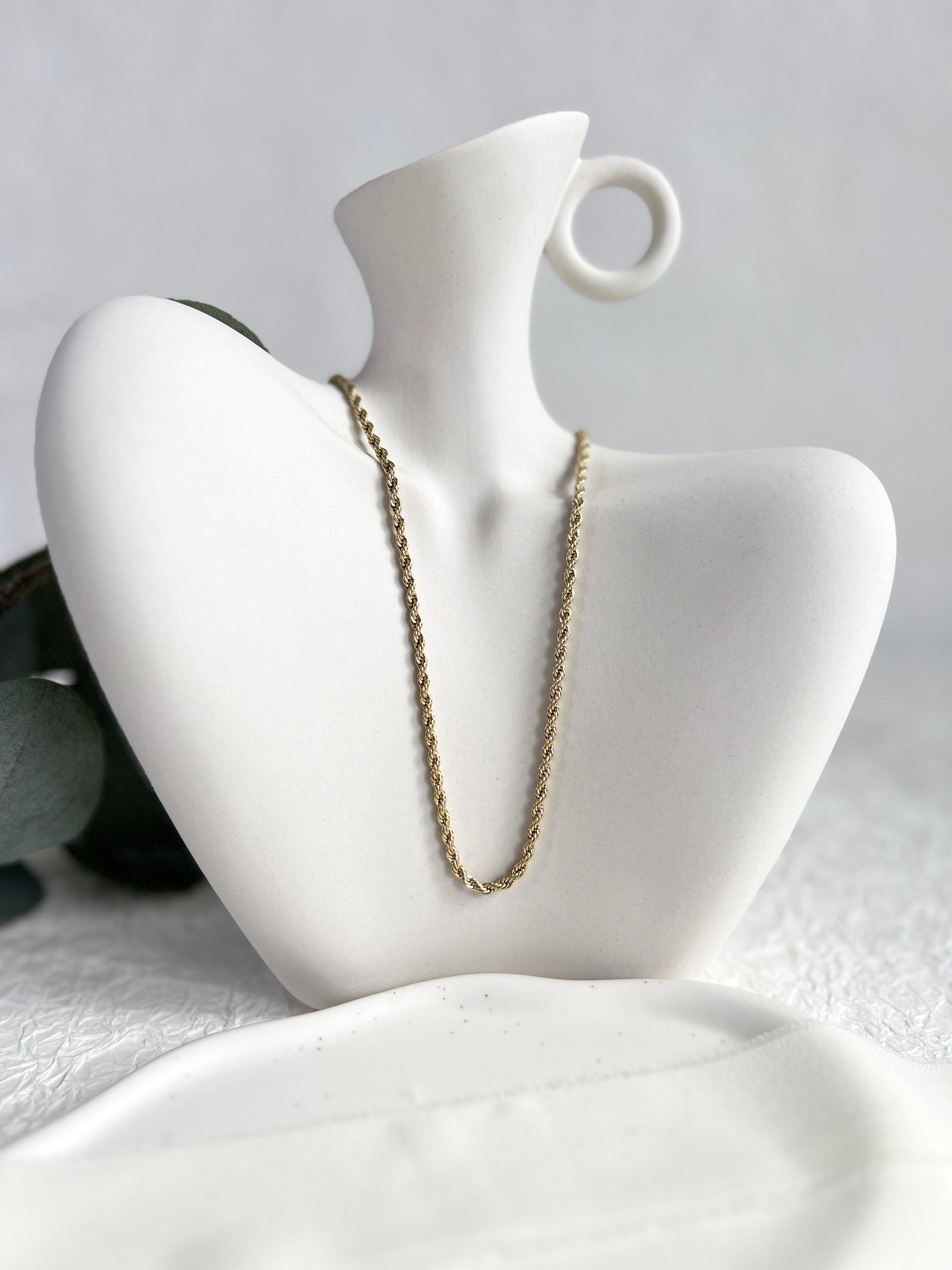 Halskette gedreht, Gold, Kordelkette Twist, glänzende Kette, verstellbar, - L 37/44 cm, B 3 mm-Halskette-Schmuckblüte