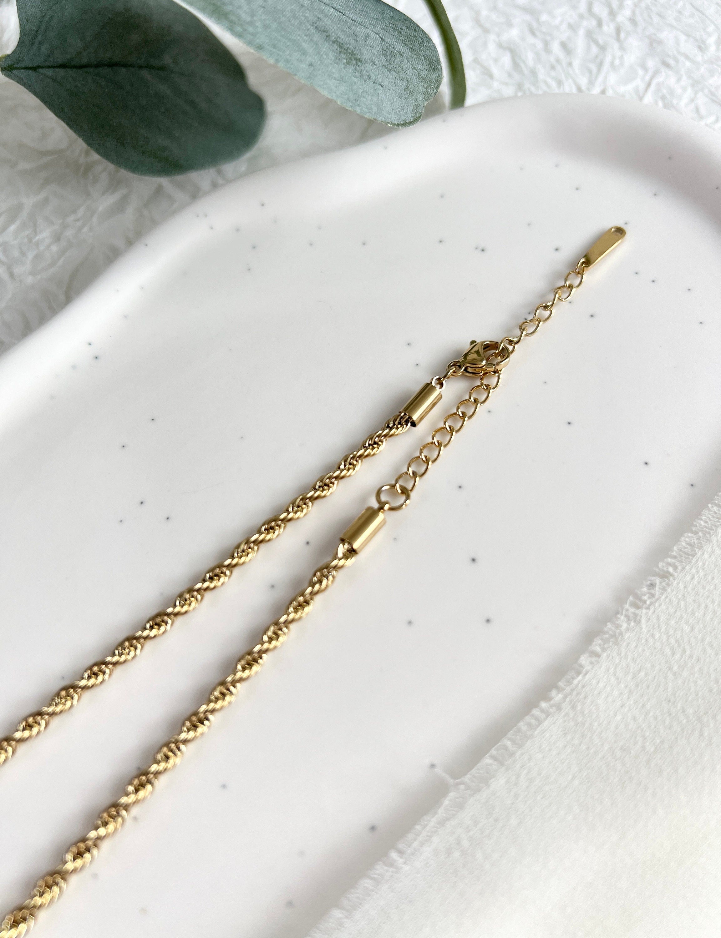 Halskette gedreht, Gold, Kordelkette Twist, glänzende Kette, verstellbar, - L 37/44 cm, B 3 mm-Halskette-Schmuckblüte