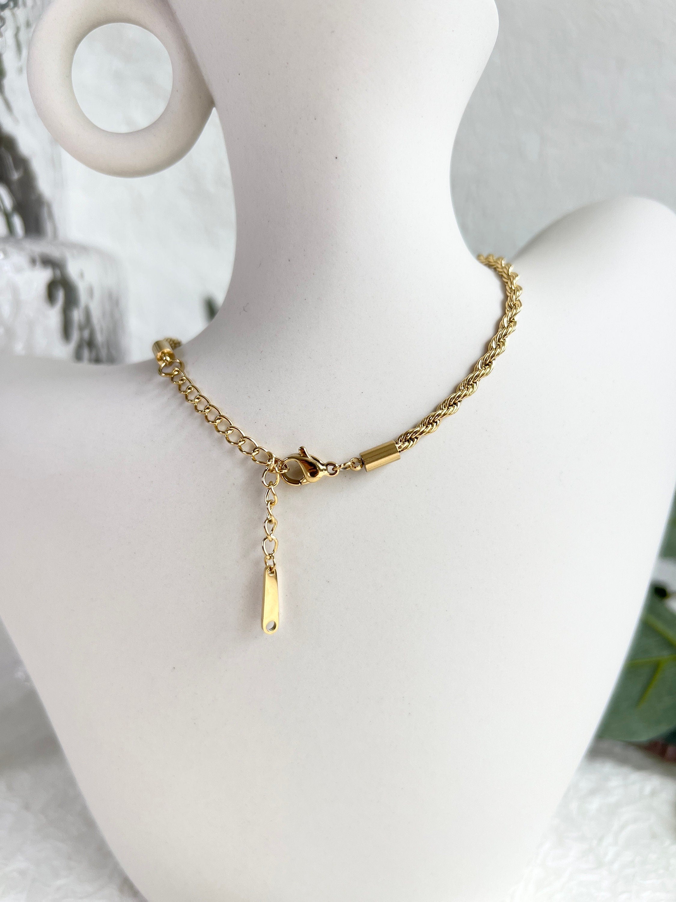 Halskette gedreht, Gold, Kordelkette Twist, glänzende Kette, verstellbar, - L 37/44 cm, B 3 mm-Halskette-Schmuckblüte