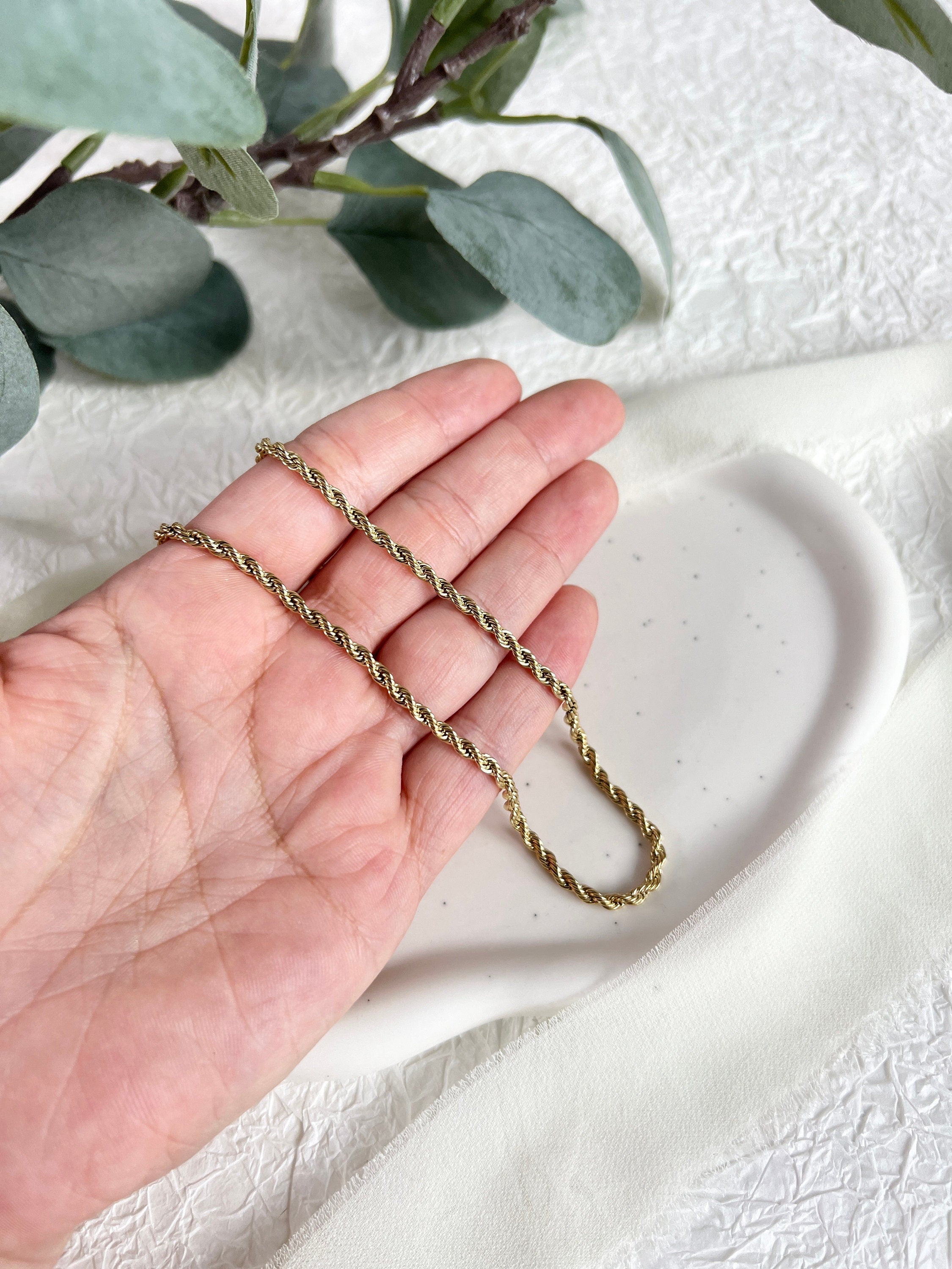 Halskette gedreht, Gold, Kordelkette Twist, glänzende Kette, verstellbar, - L 37/44 cm, B 3 mm-Halskette-Schmuckblüte