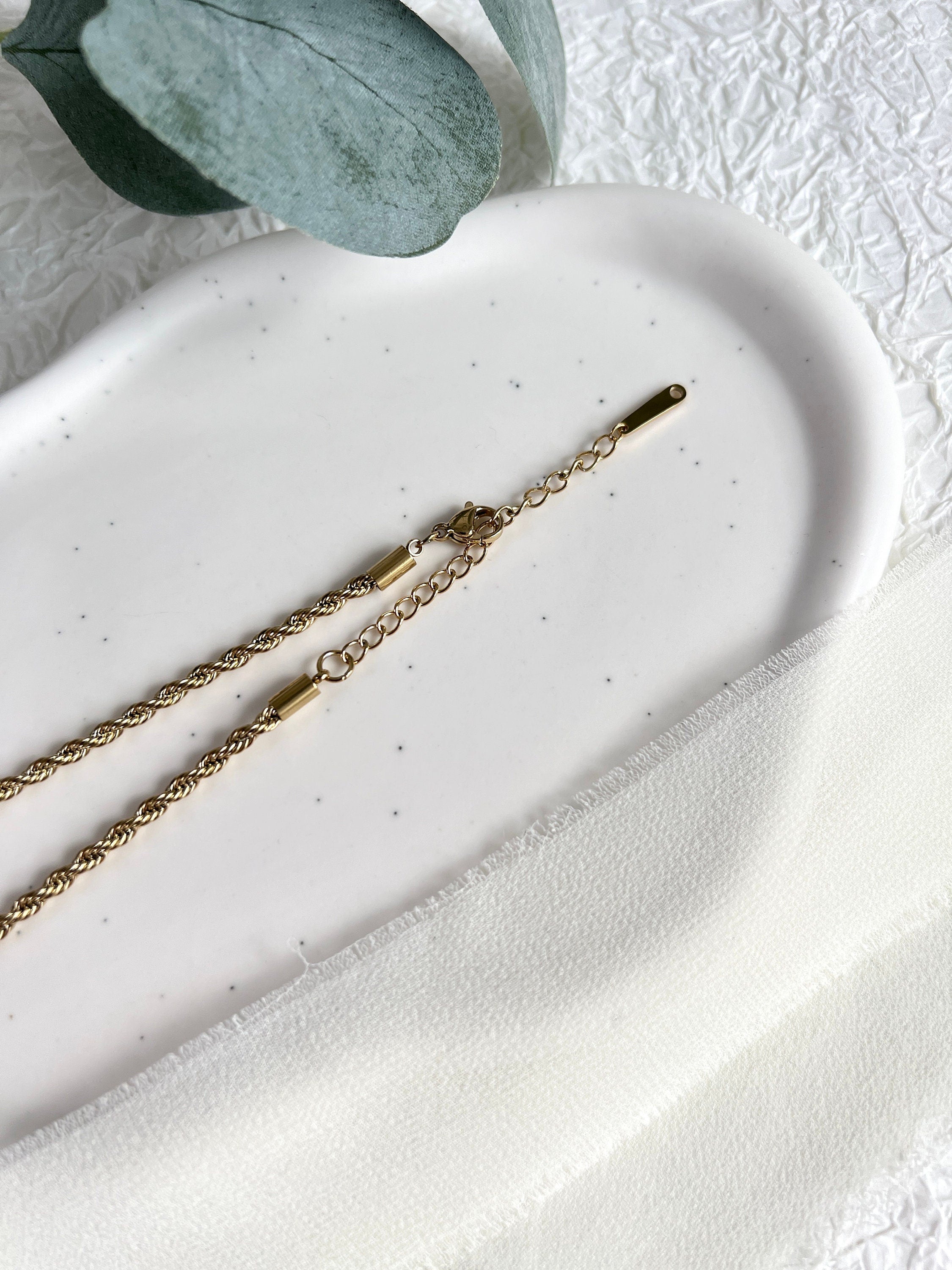 Halskette gedreht, Gold, Kordelkette Twist, glänzende Kette, verstellbar, - L 37/44 cm, B 3 mm-Halskette-Schmuckblüte