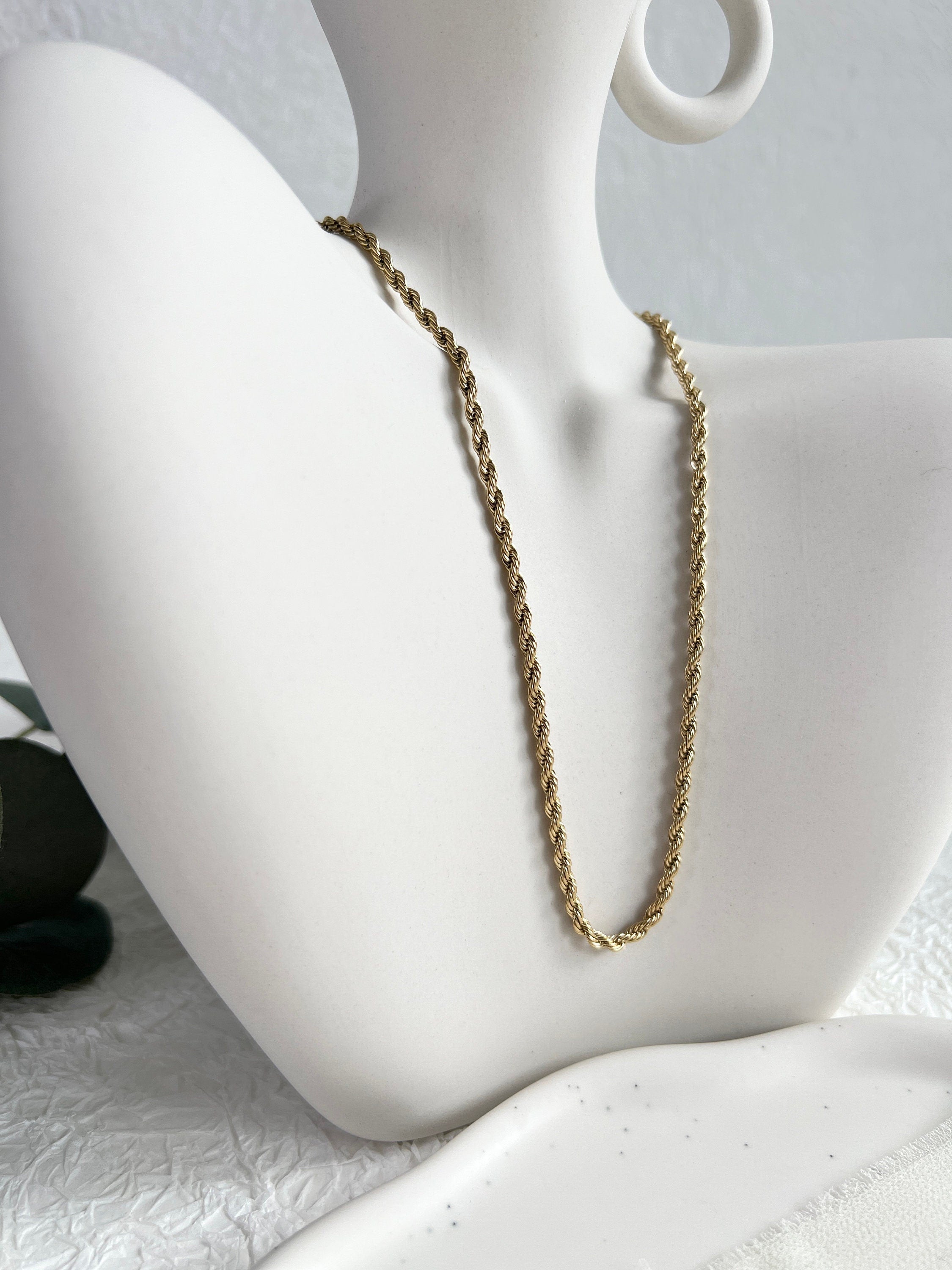 Halskette gedreht, Gold, Kordelkette Twist, glänzende Kette, verstellbar, - L 37/44 cm, B 3 mm-Halskette-Schmuckblüte