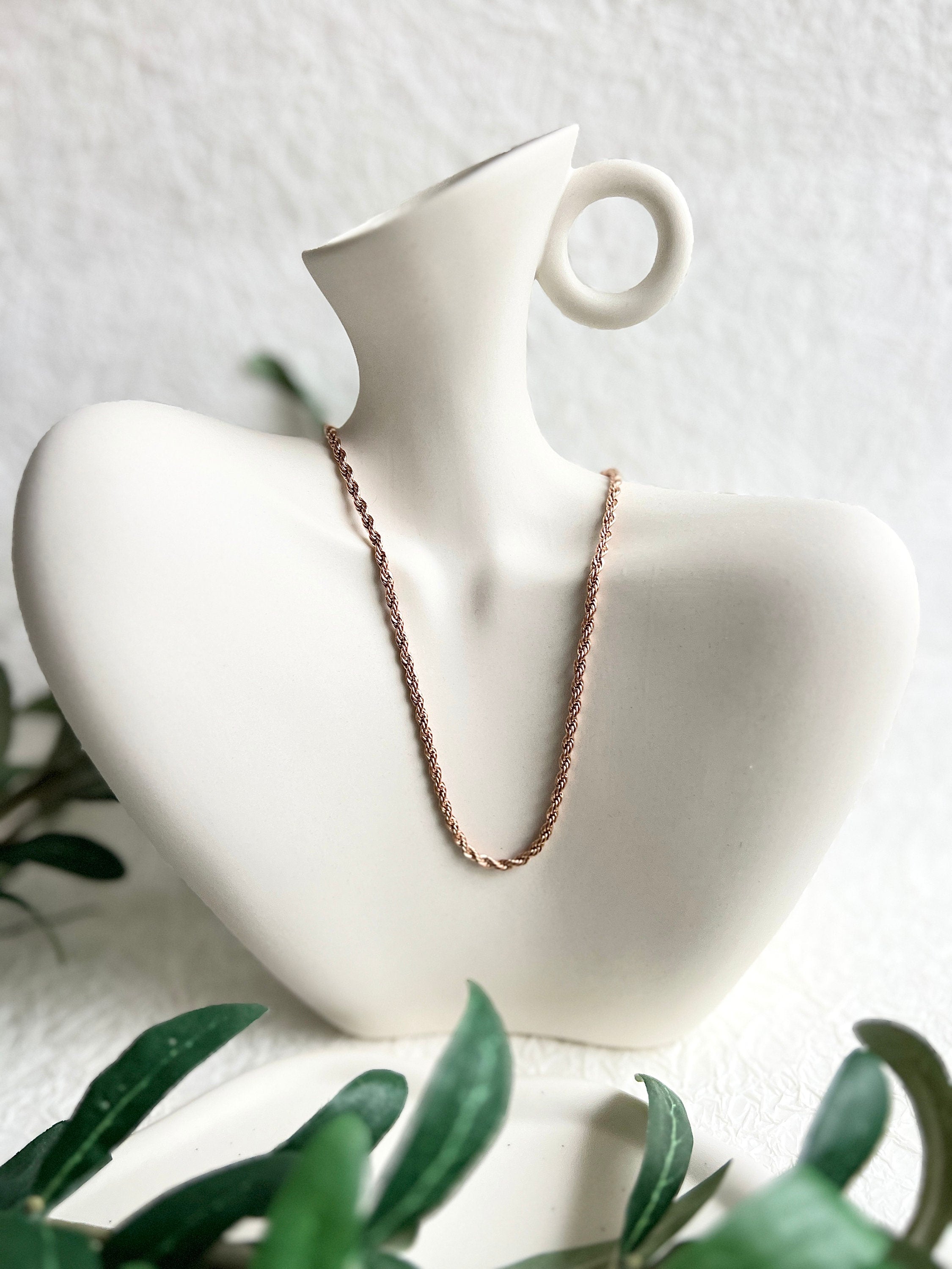 Halskette gedreht, Roségold, Kordelkette Twist, glänzende Kette, verstellbar, - L 37/44 cm, B 3 mm-Halskette-Schmuckblüte