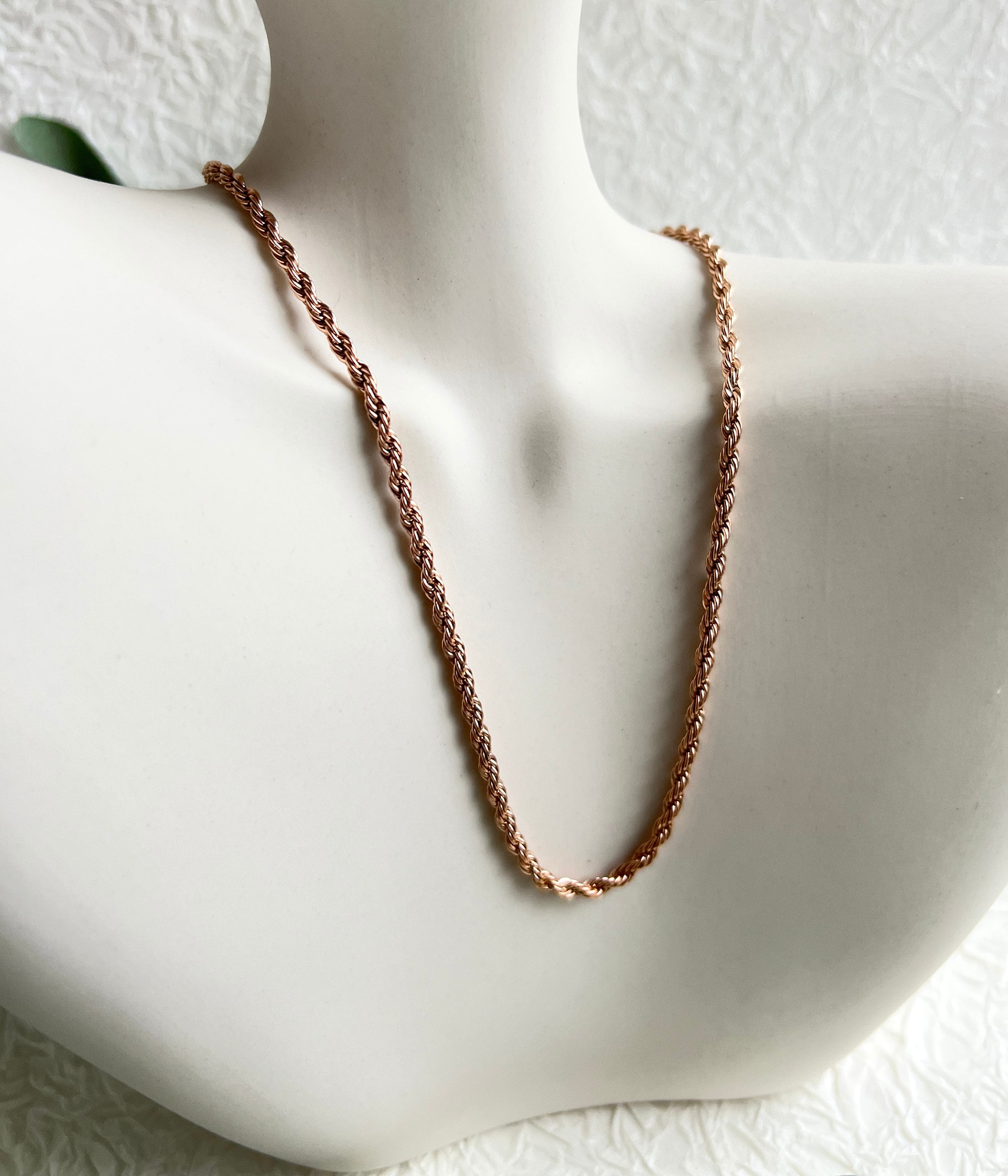 Halskette gedreht, Roségold, Kordelkette Twist, glänzende Kette, verstellbar, - L 37/44 cm, B 3 mm-Halskette-Schmuckblüte