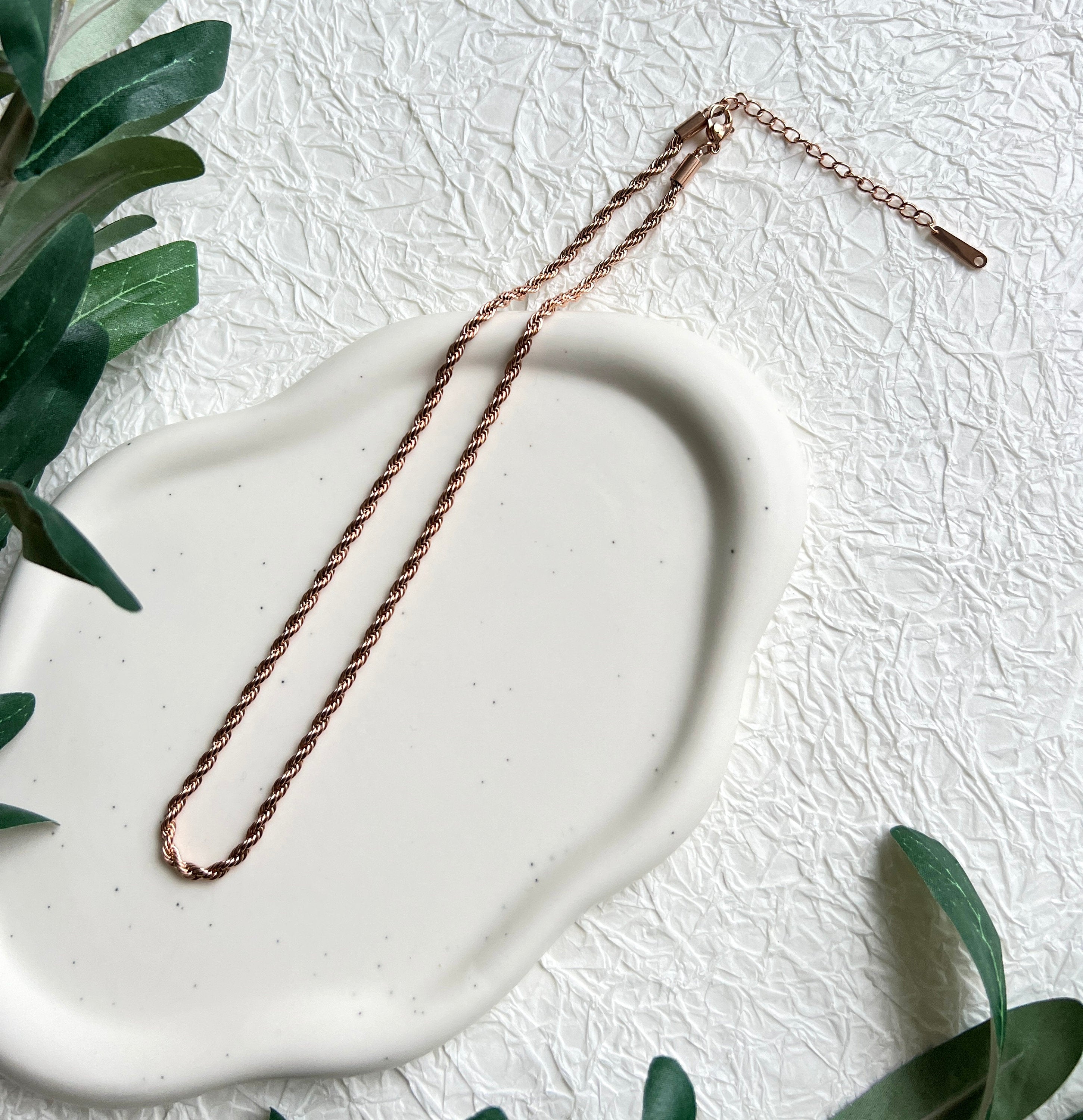 Halskette gedreht, Roségold, Kordelkette Twist, glänzende Kette, verstellbar, - L 37/44 cm, B 3 mm-Halskette-Schmuckblüte