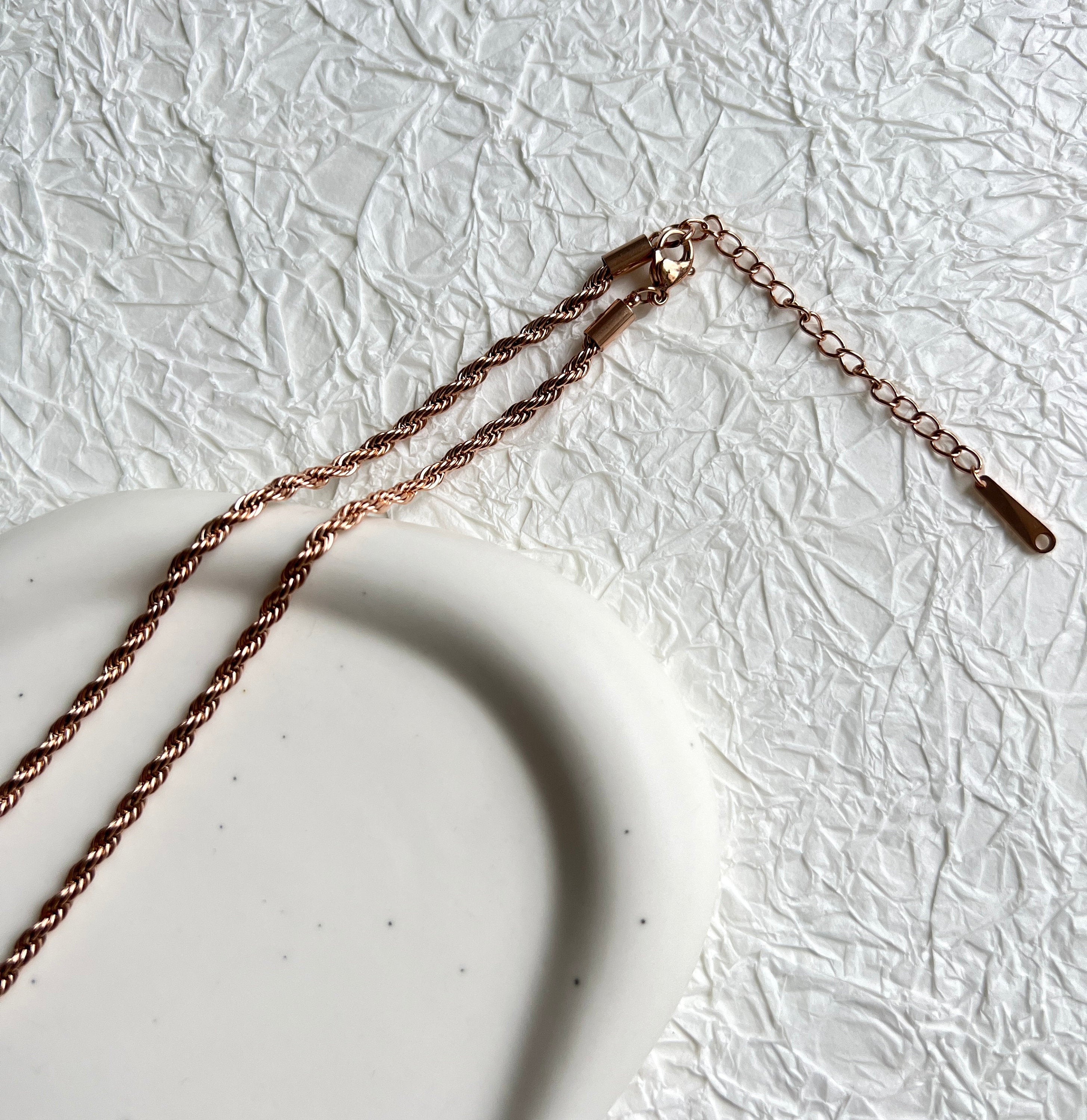 Halskette gedreht, Roségold, Kordelkette Twist, glänzende Kette, verstellbar, - L 37/44 cm, B 3 mm-Halskette-Schmuckblüte