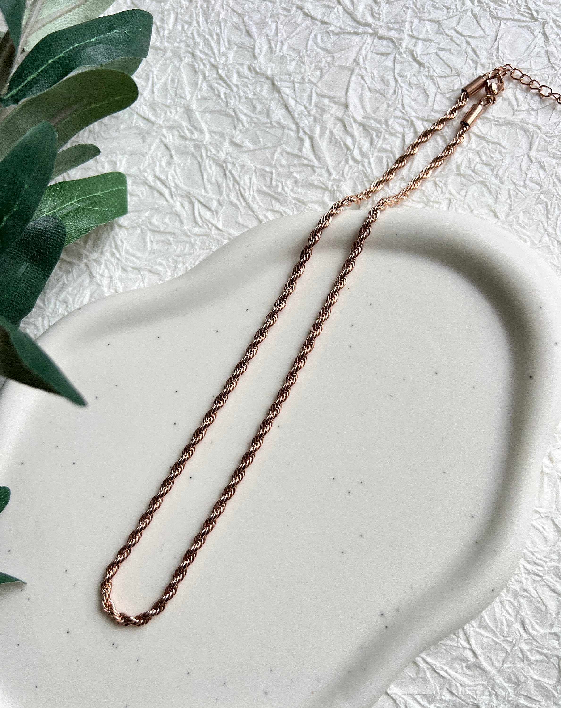 Halskette gedreht, Roségold, Kordelkette Twist, glänzende Kette, verstellbar, - L 37/44 cm, B 3 mm-Halskette-Schmuckblüte