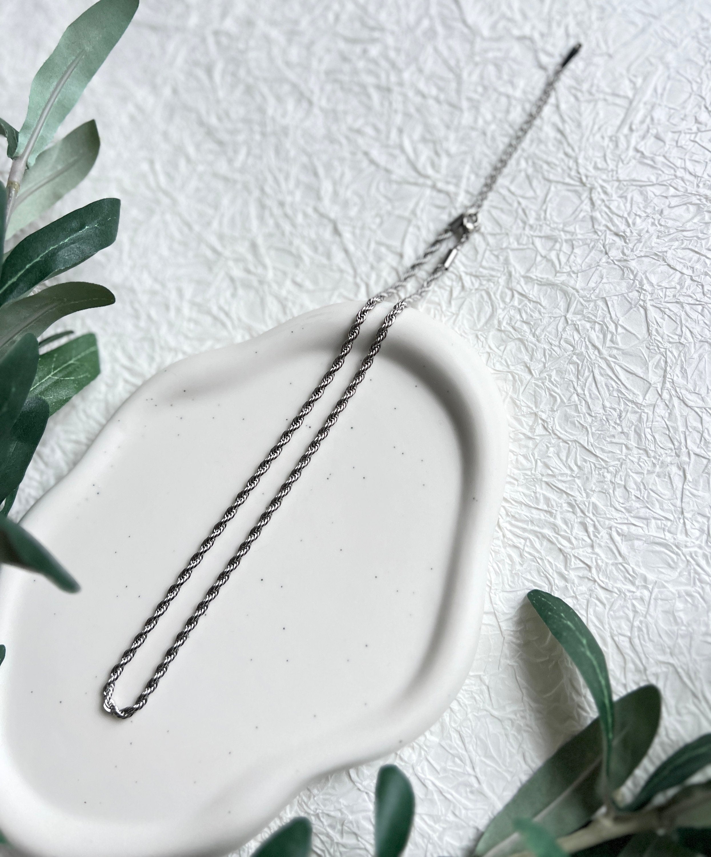 Halskette gedreht, Silber, Kordelkette Twist, glänzende Kette, verstellbar, - L 37/44 cm, B 3 mm-Halskette-Schmuckblüte