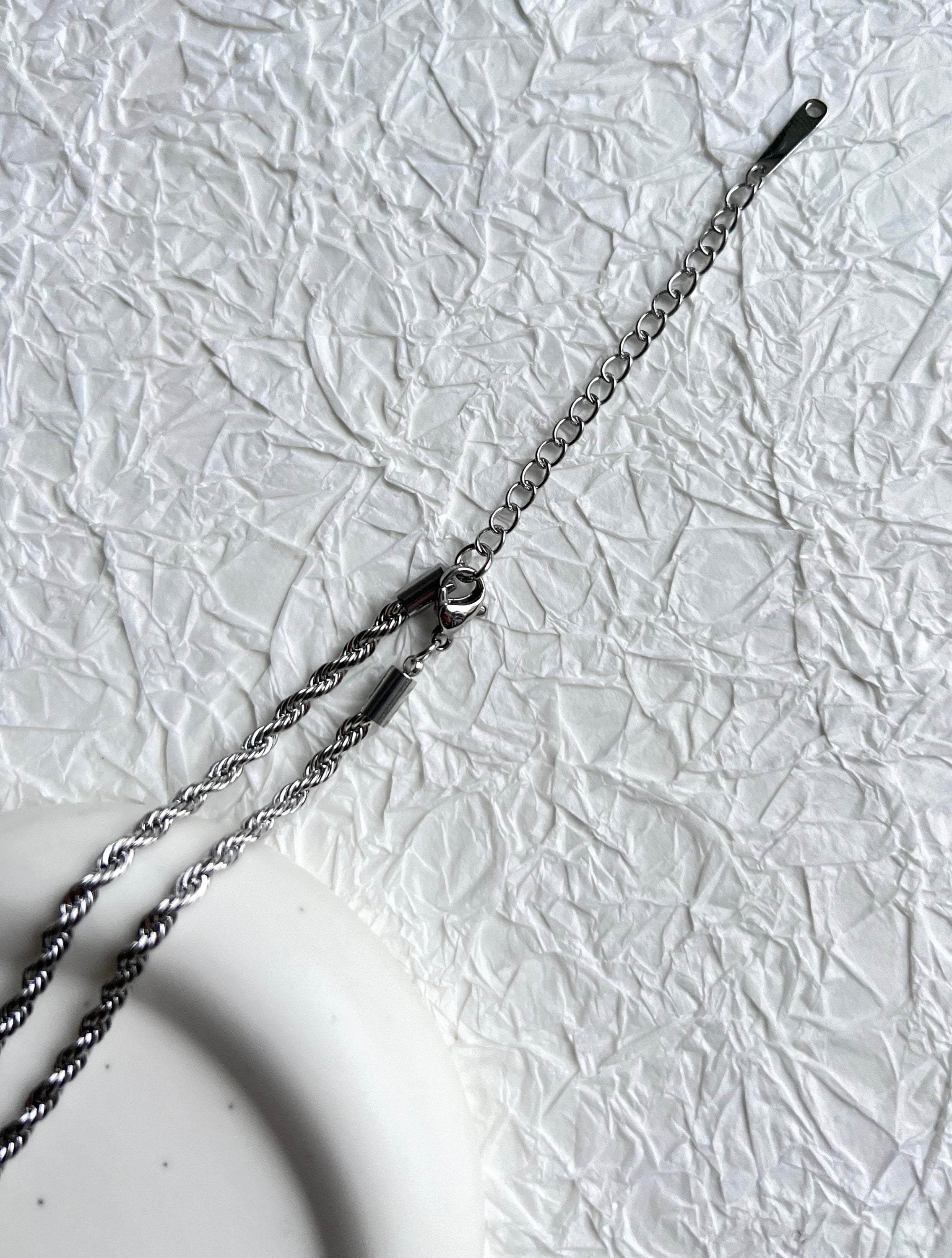Halskette gedreht, Silber, Kordelkette Twist, glänzende Kette, verstellbar, - L 37/44 cm, B 3 mm-Halskette-Schmuckblüte