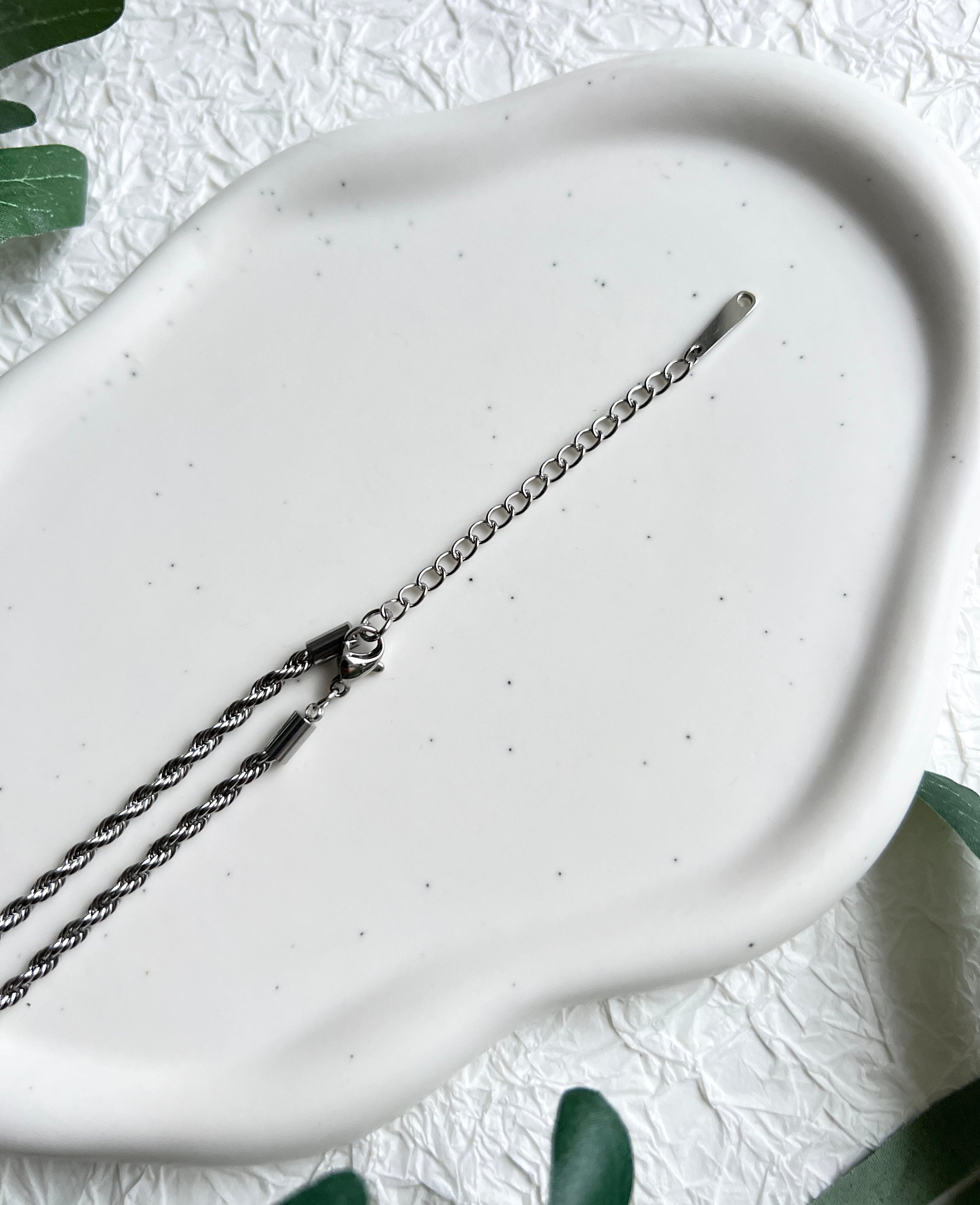 Halskette gedreht, Silber, Kordelkette Twist, glänzende Kette, verstellbar, - L 37/44 cm, B 3 mm-Halskette-Schmuckblüte