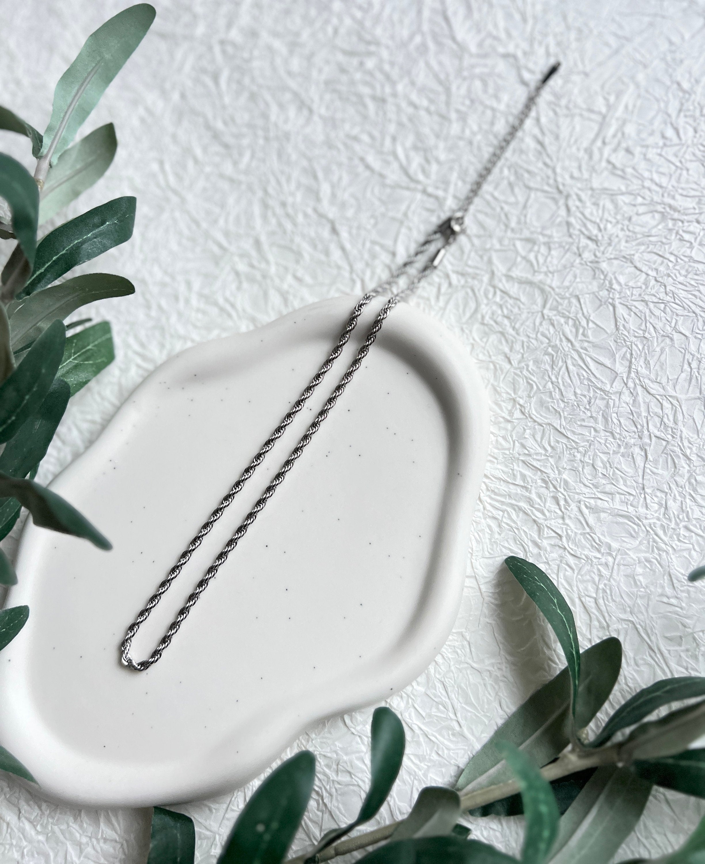 Halskette gedreht, Silber, Kordelkette Twist, glänzende Kette, verstellbar, - L 37/44 cm, B 3 mm-Halskette-Schmuckblüte
