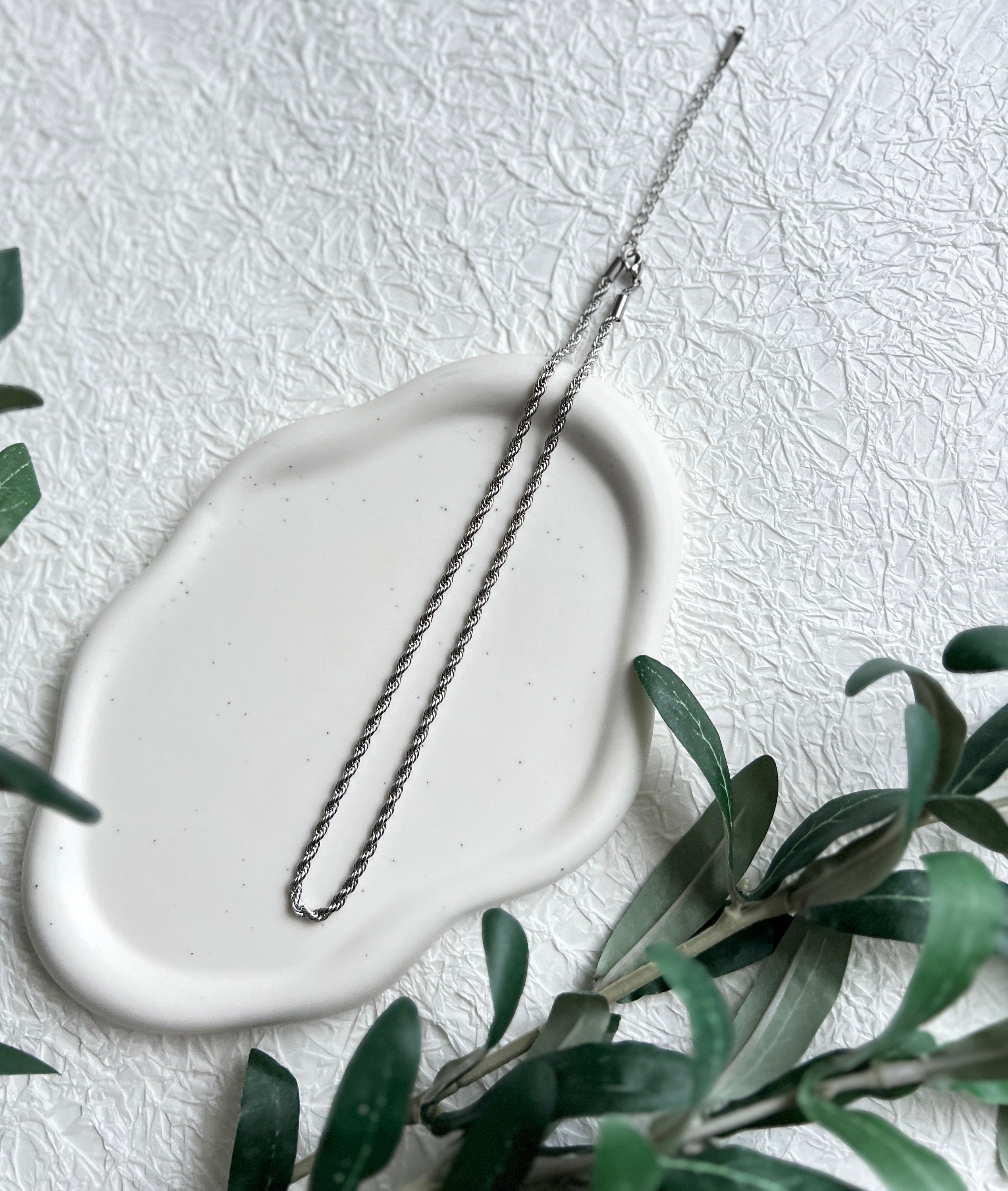 Halskette gedreht, Silber, Kordelkette Twist, glänzende Kette, verstellbar, - L 37/44 cm, B 3 mm-Halskette-Schmuckblüte