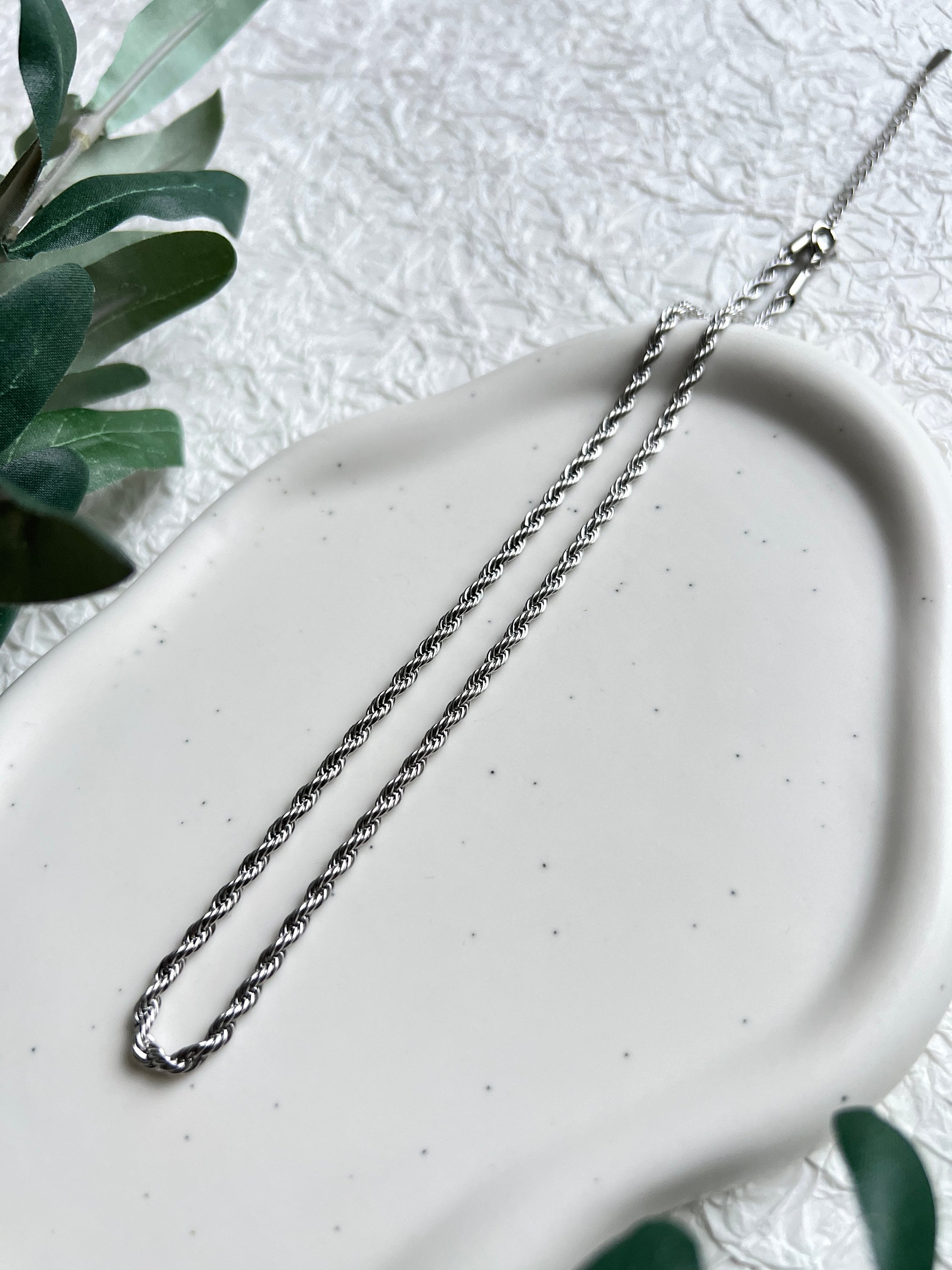 Halskette gedreht, Silber, Kordelkette Twist, glänzende Kette, verstellbar, - L 37/44 cm, B 3 mm-Halskette-Schmuckblüte