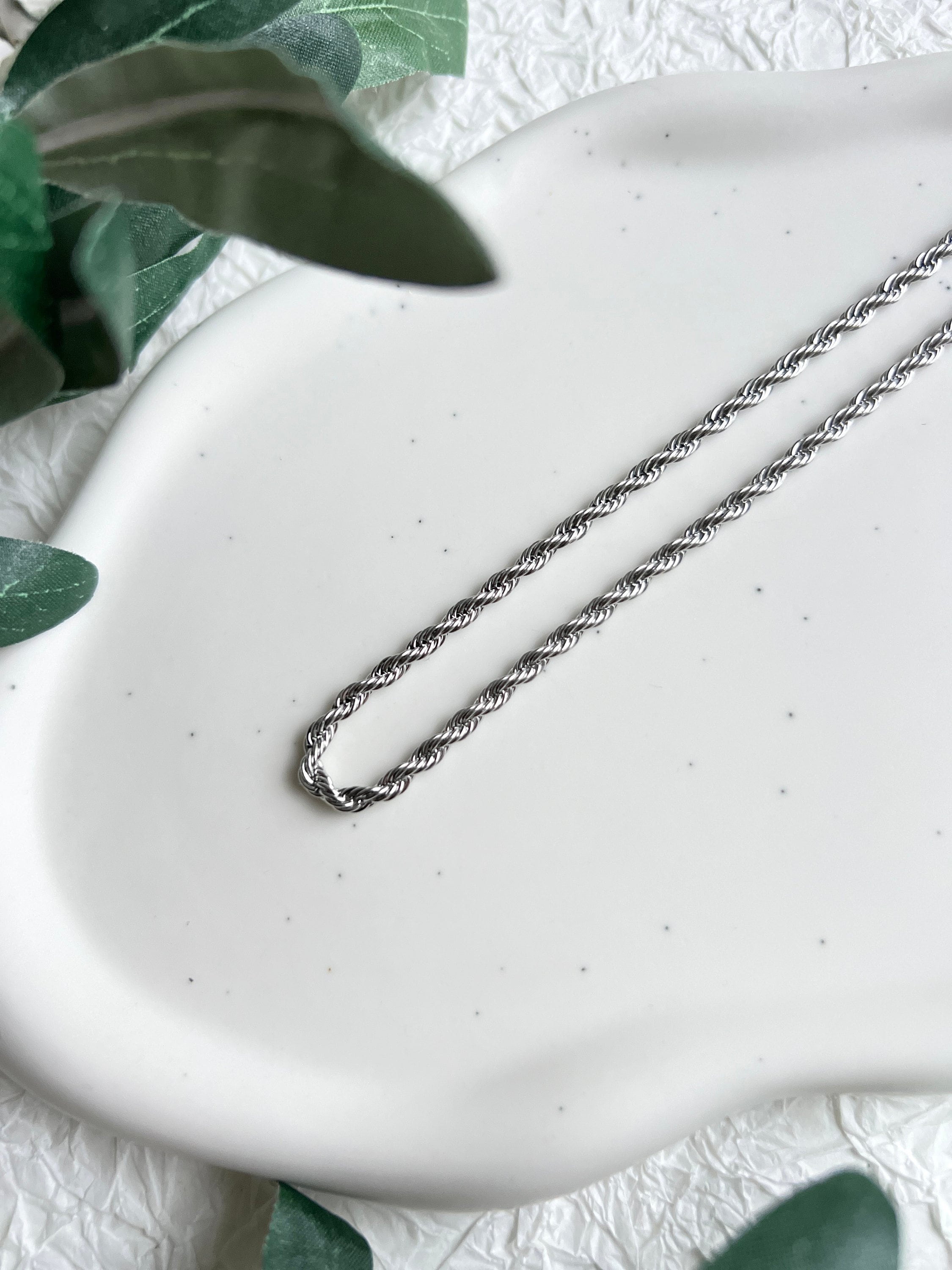 Halskette gedreht, Silber, Kordelkette Twist, glänzende Kette, verstellbar, - L 37/44 cm, B 3 mm-Halskette-Schmuckblüte