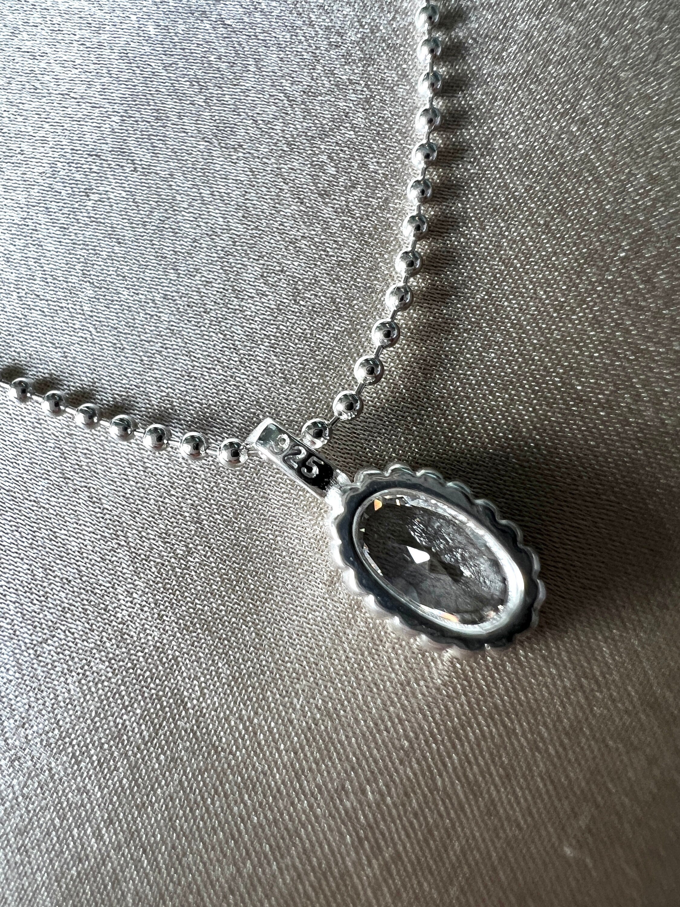 Halskette mit Zirkonia Anhänger 925 Silber, Halskette für Frauen, Brautschmuck, Hochzeit Accessoire-Halskette-Schmuckblüte