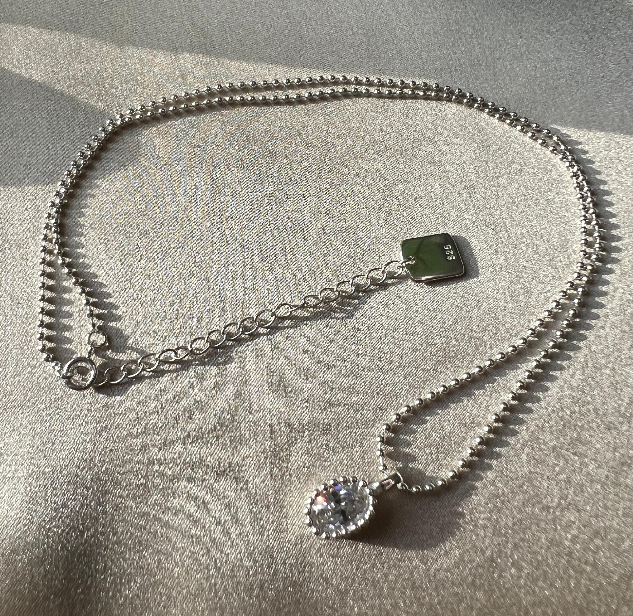 Halskette mit Zirkonia Anhänger 925 Silber, Halskette für Frauen, Brautschmuck, Hochzeit Accessoire-Halskette-Schmuckblüte