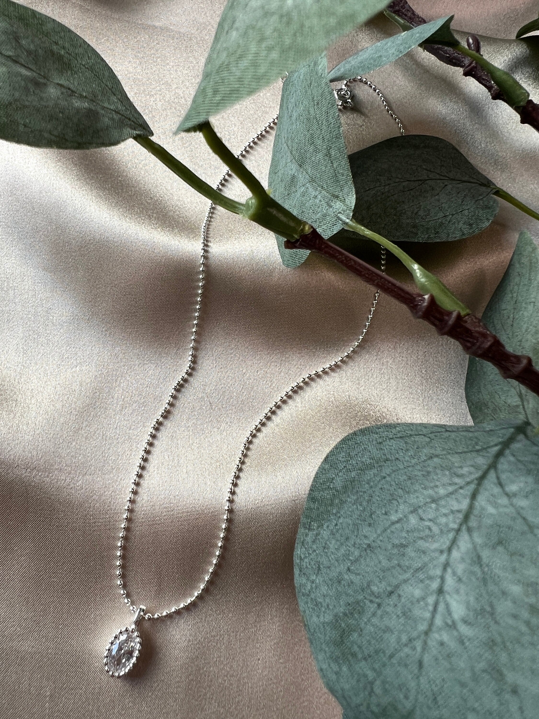 Halskette mit Zirkonia Anhänger 925 Silber, Halskette für Frauen, Brautschmuck, Hochzeit Accessoire-Halskette-Schmuckblüte