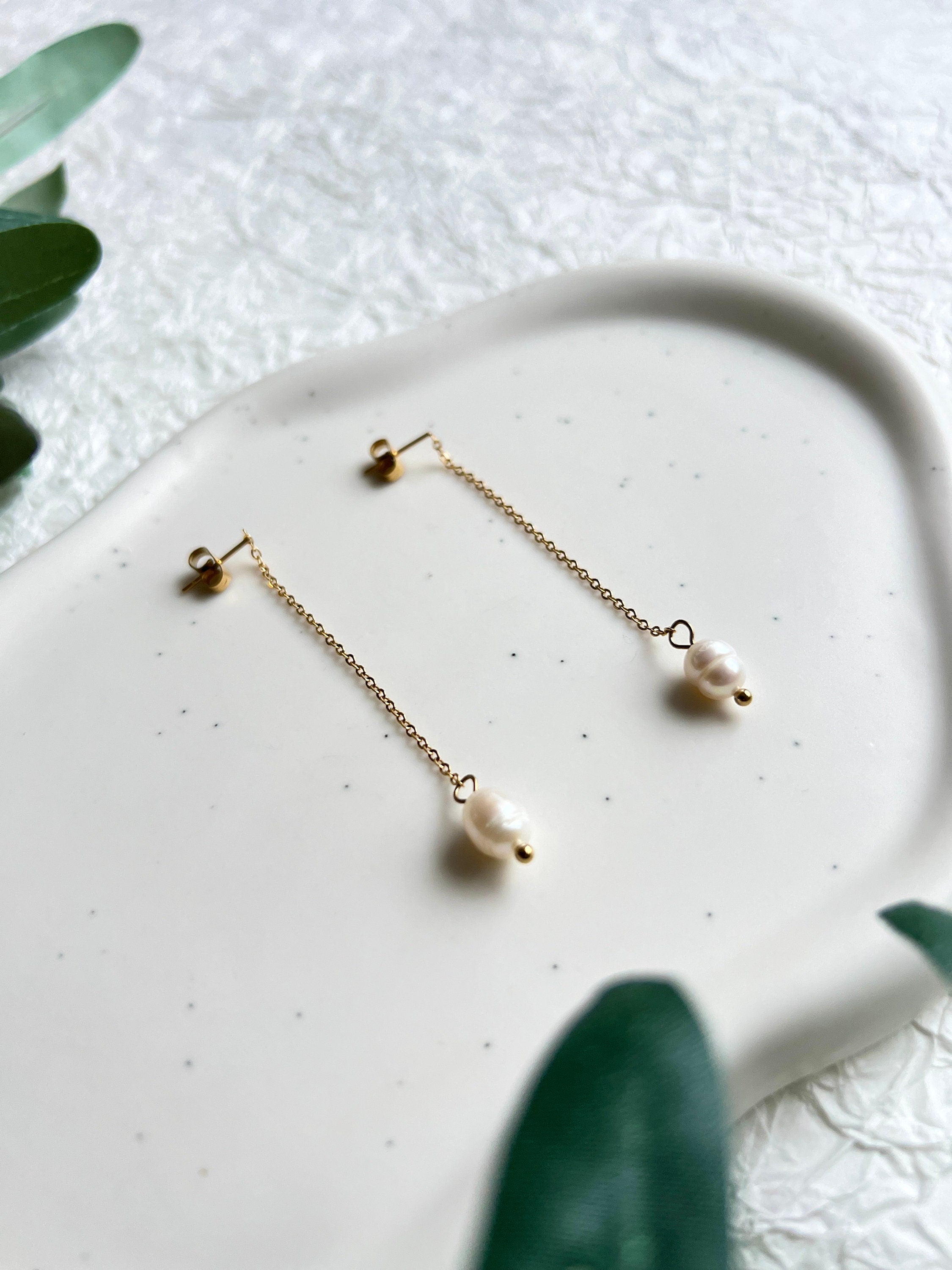 Hängeohrringe, zarte Perle, gold, elegante Braut Ohrringe, Hochzeit Ohr Schmuck Braut, Ohrstecker,-Ohrringe-Schmuckblüte