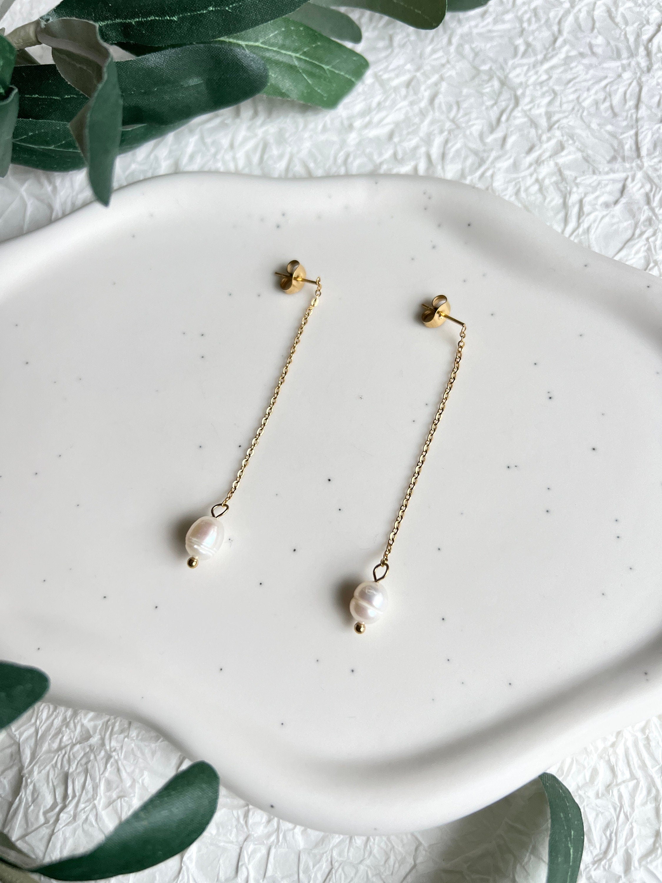 Hängeohrringe, zarte Perle, gold, elegante Braut Ohrringe, Hochzeit Ohr Schmuck Braut, Ohrstecker,-Ohrringe-Schmuckblüte